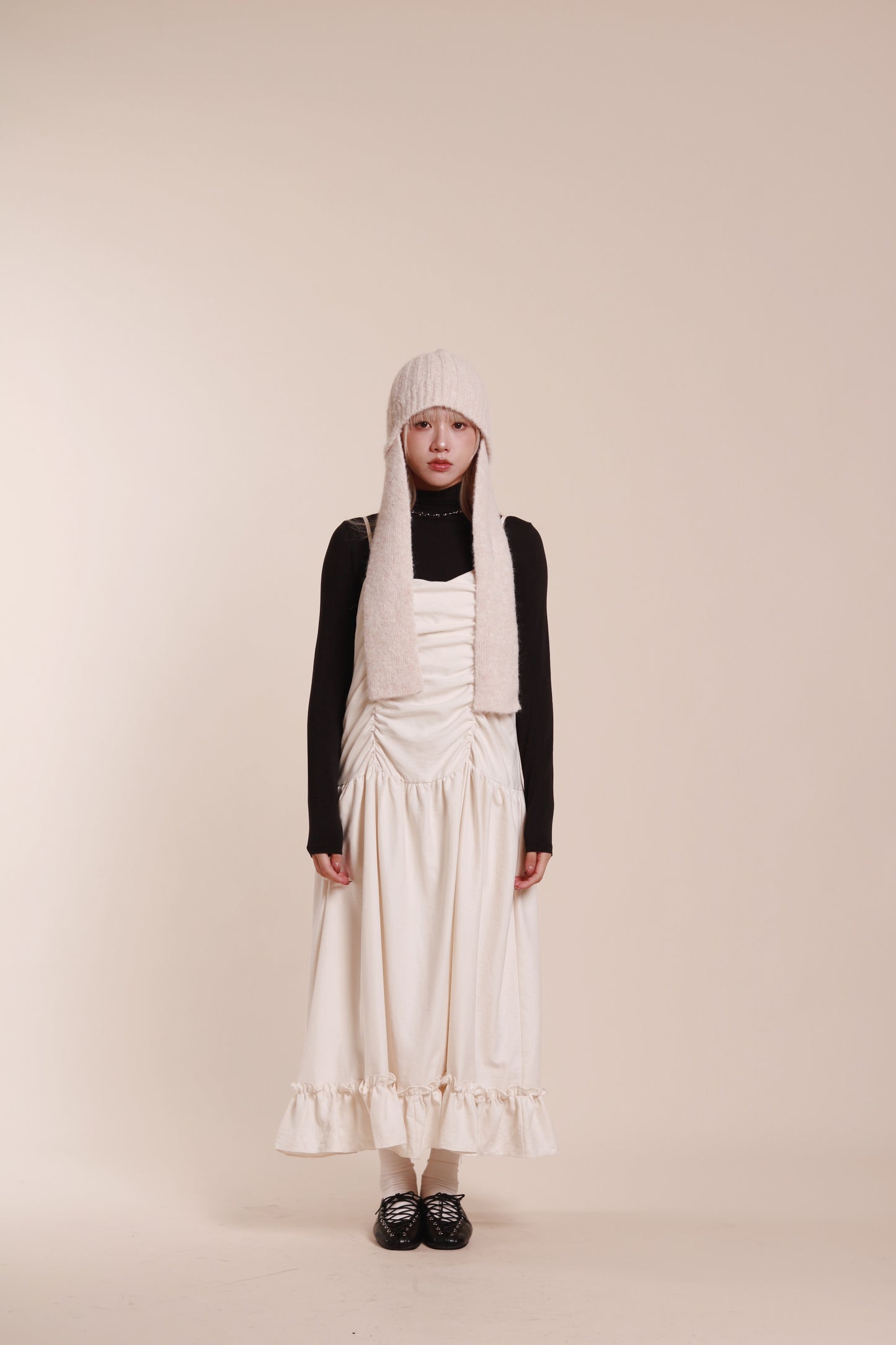 Doll Knit Scarf Flight Cap (Ivory)