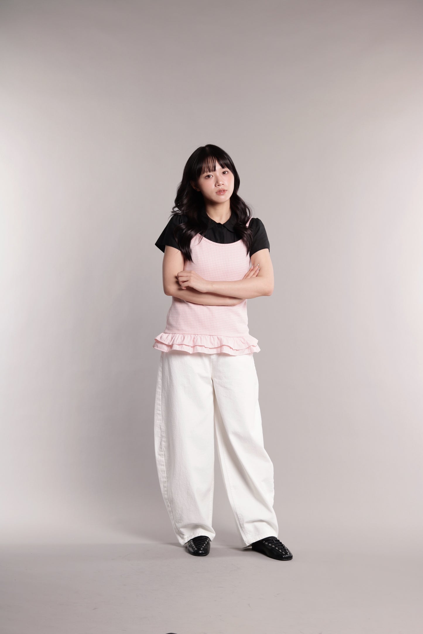 Checkered Ruffle Cami (Pink)