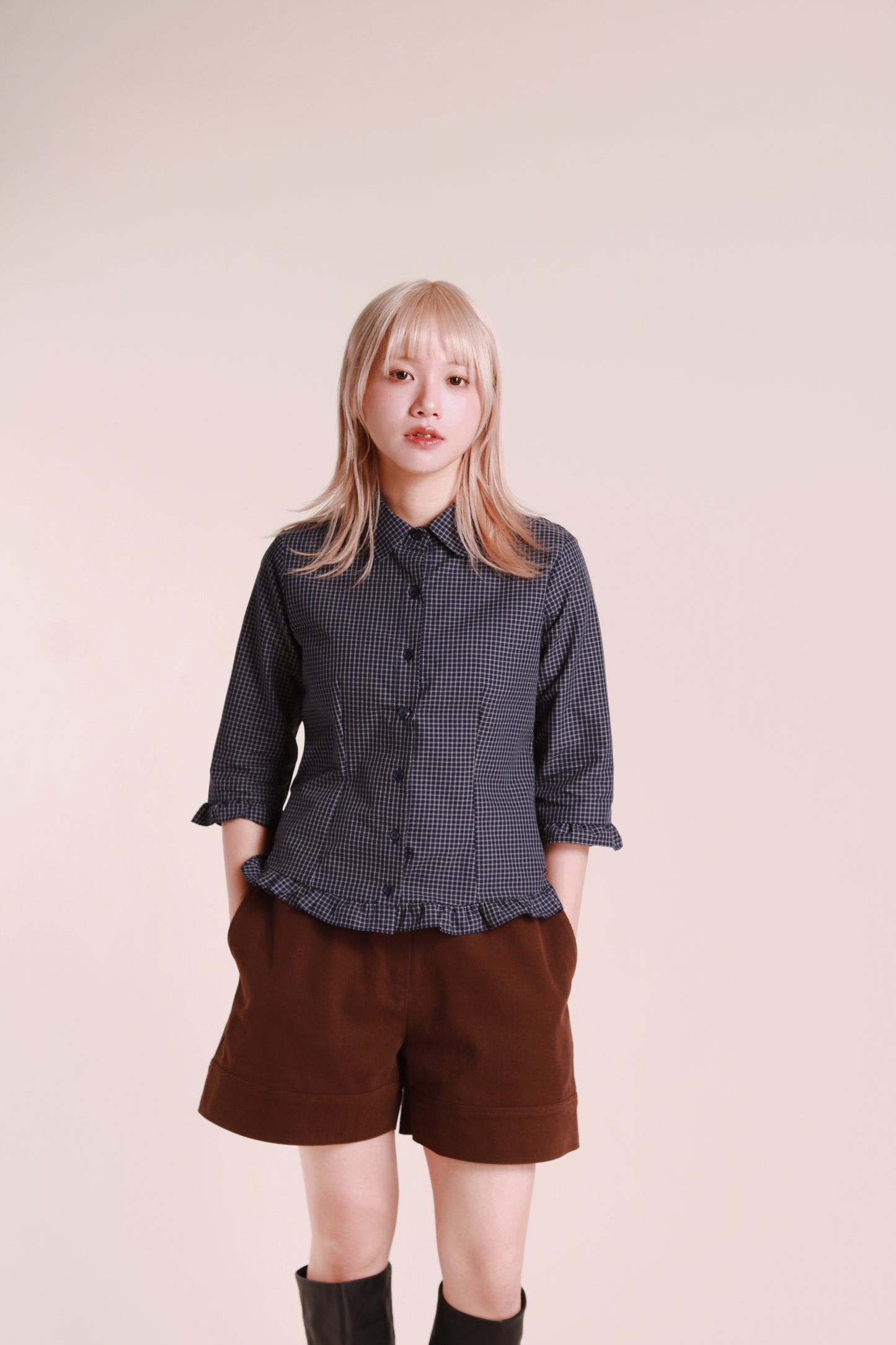 Autumn Ruffle Shirt (Navy)