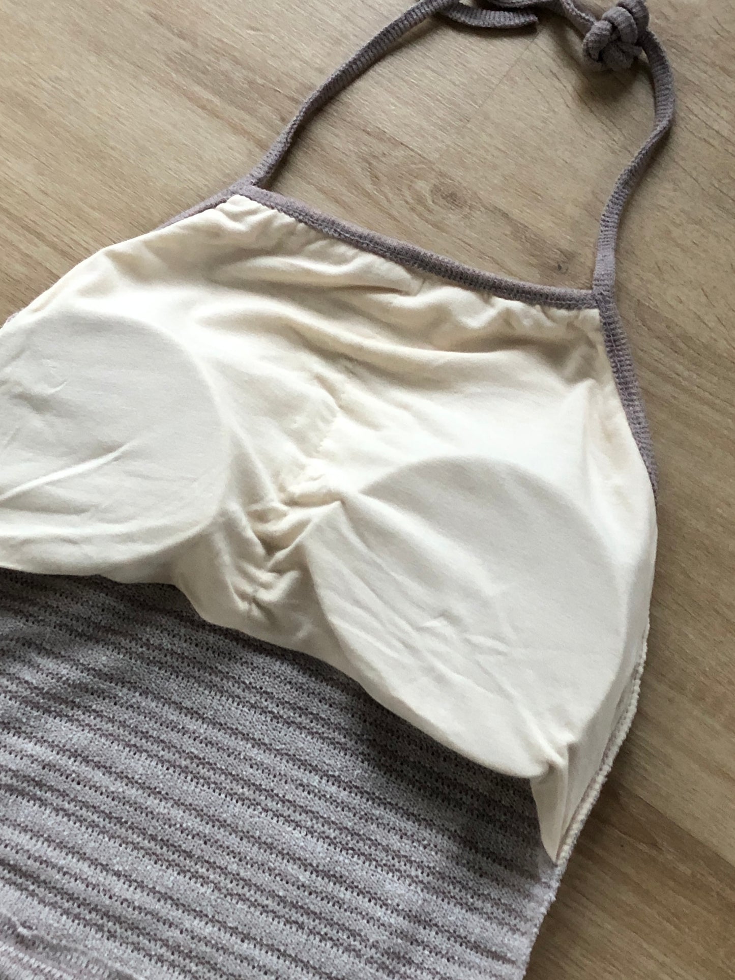 Striped Halter Top (Beige)