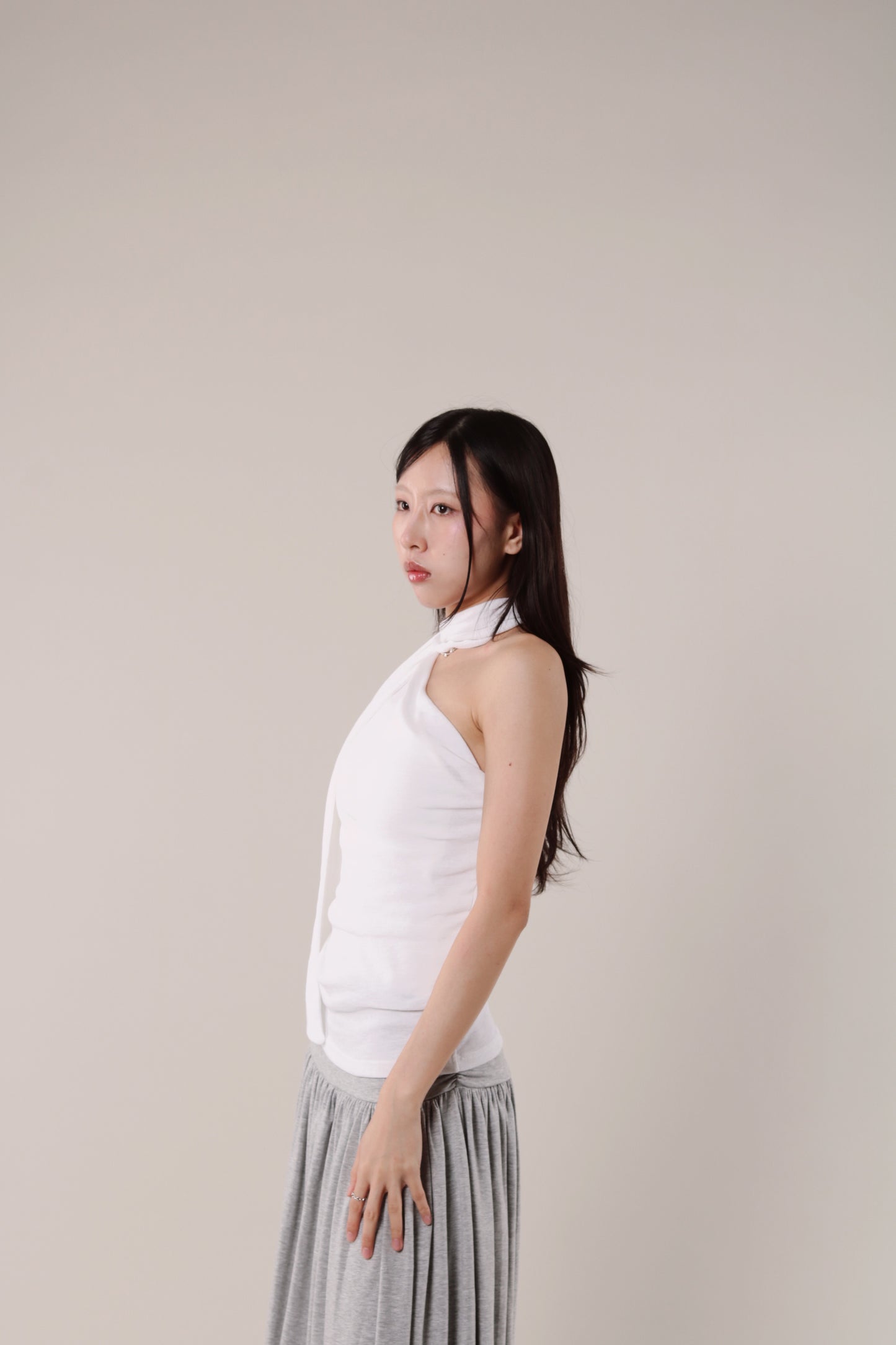 Linen Scarf Top (White)