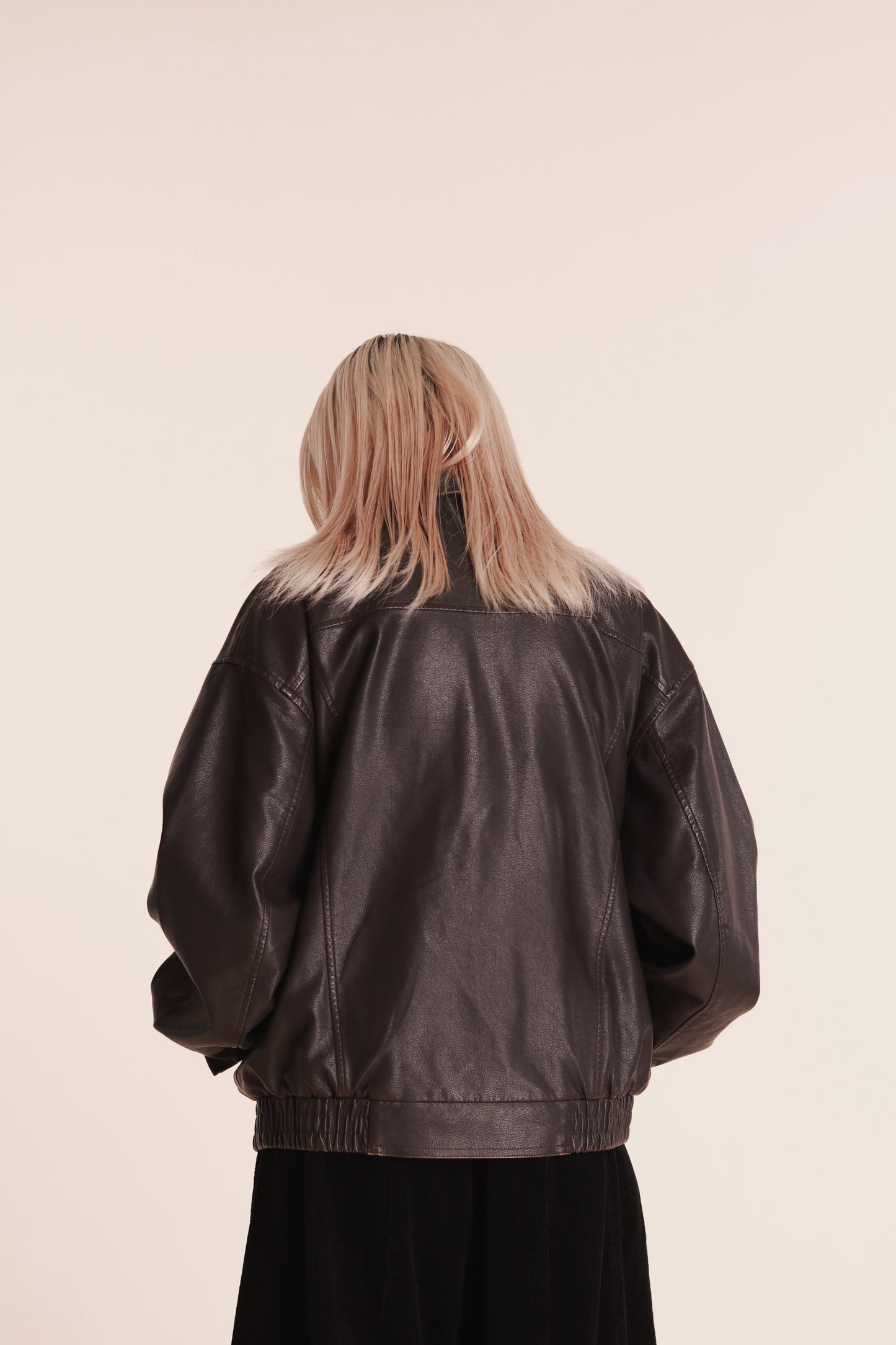 Oversized Leather Jacket (Brown)
