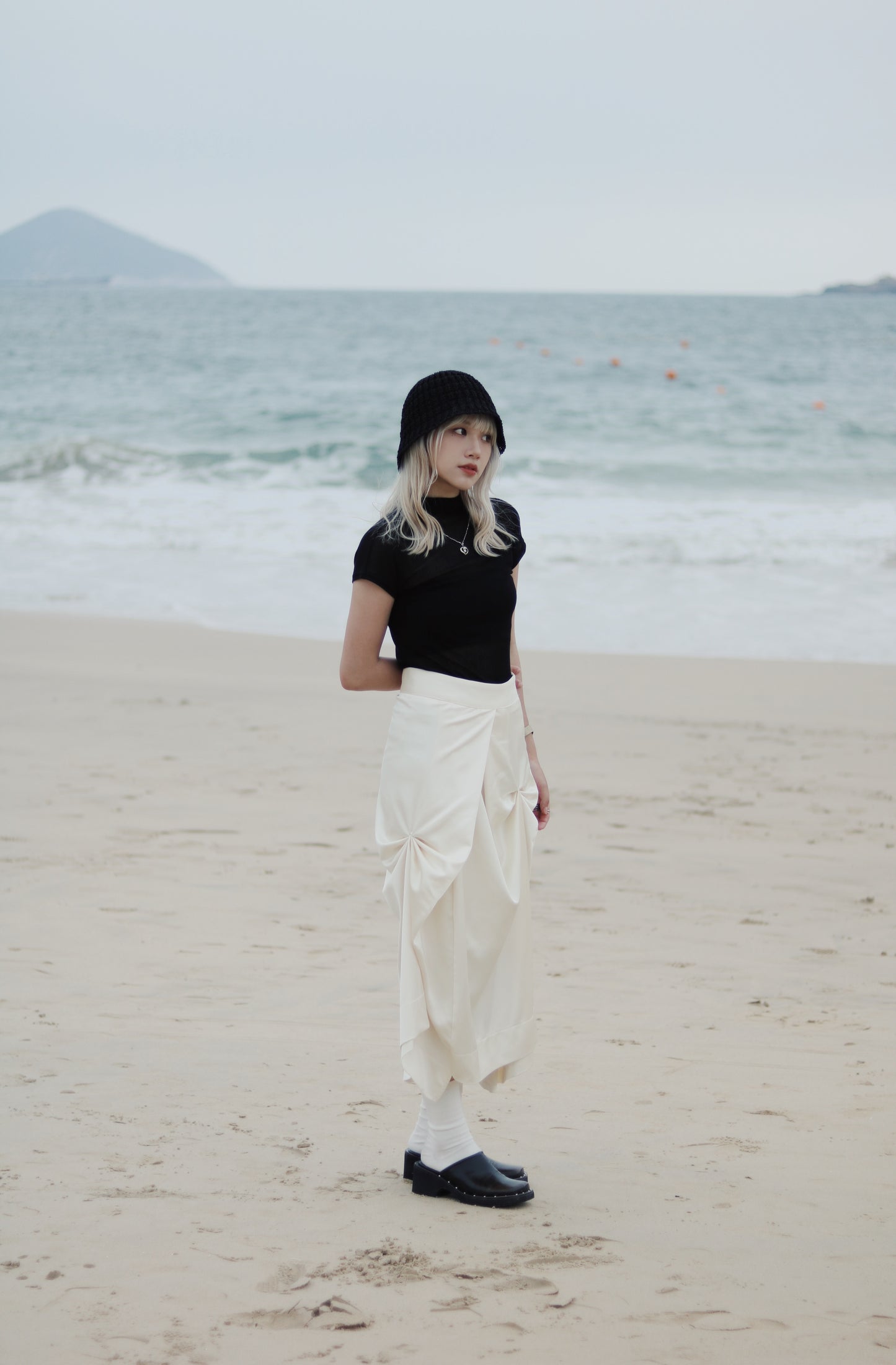 Cap Sleeve Mock Neck Top (Black)