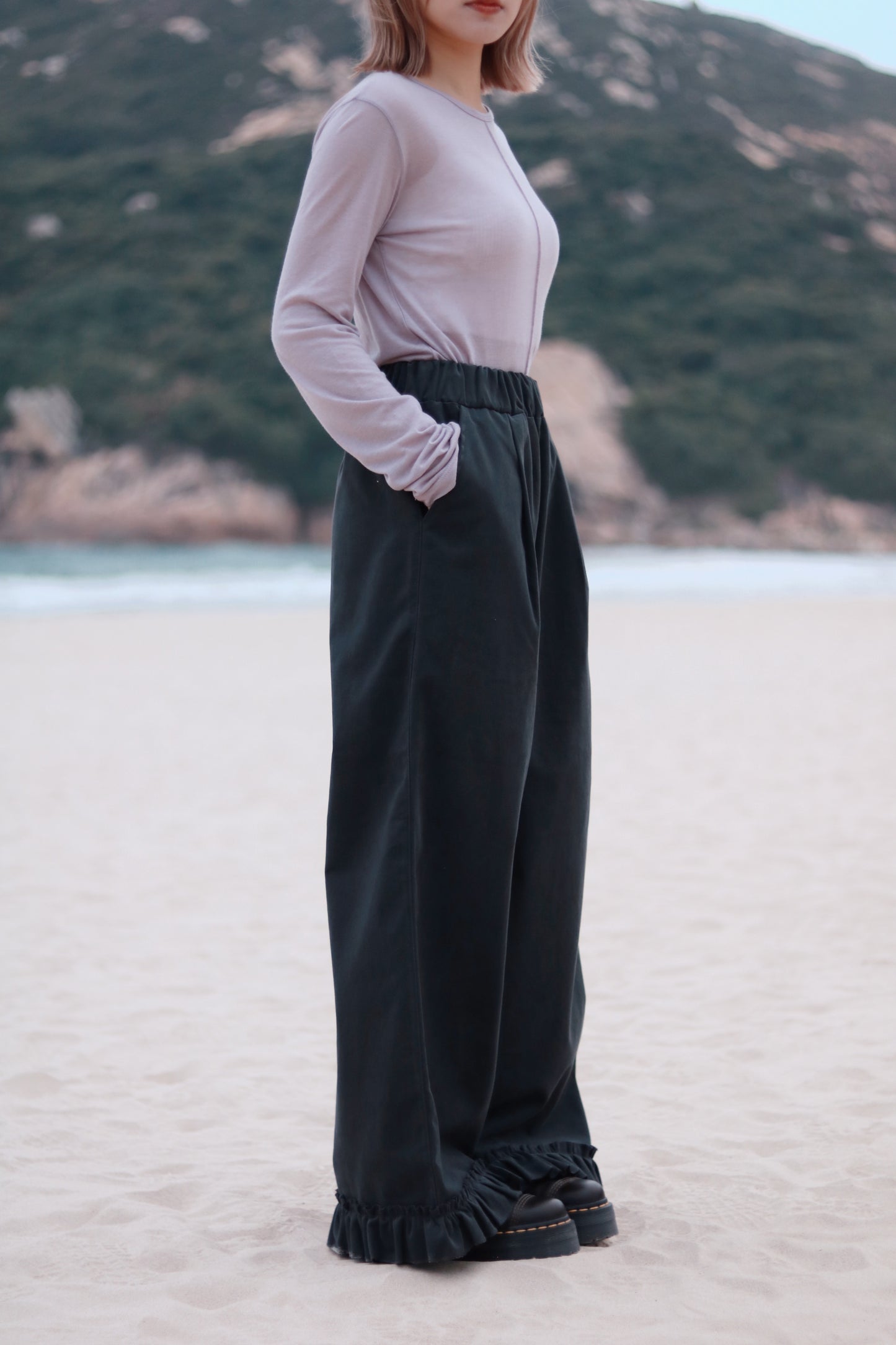 Layered Ruffle Pants (Charcoal)