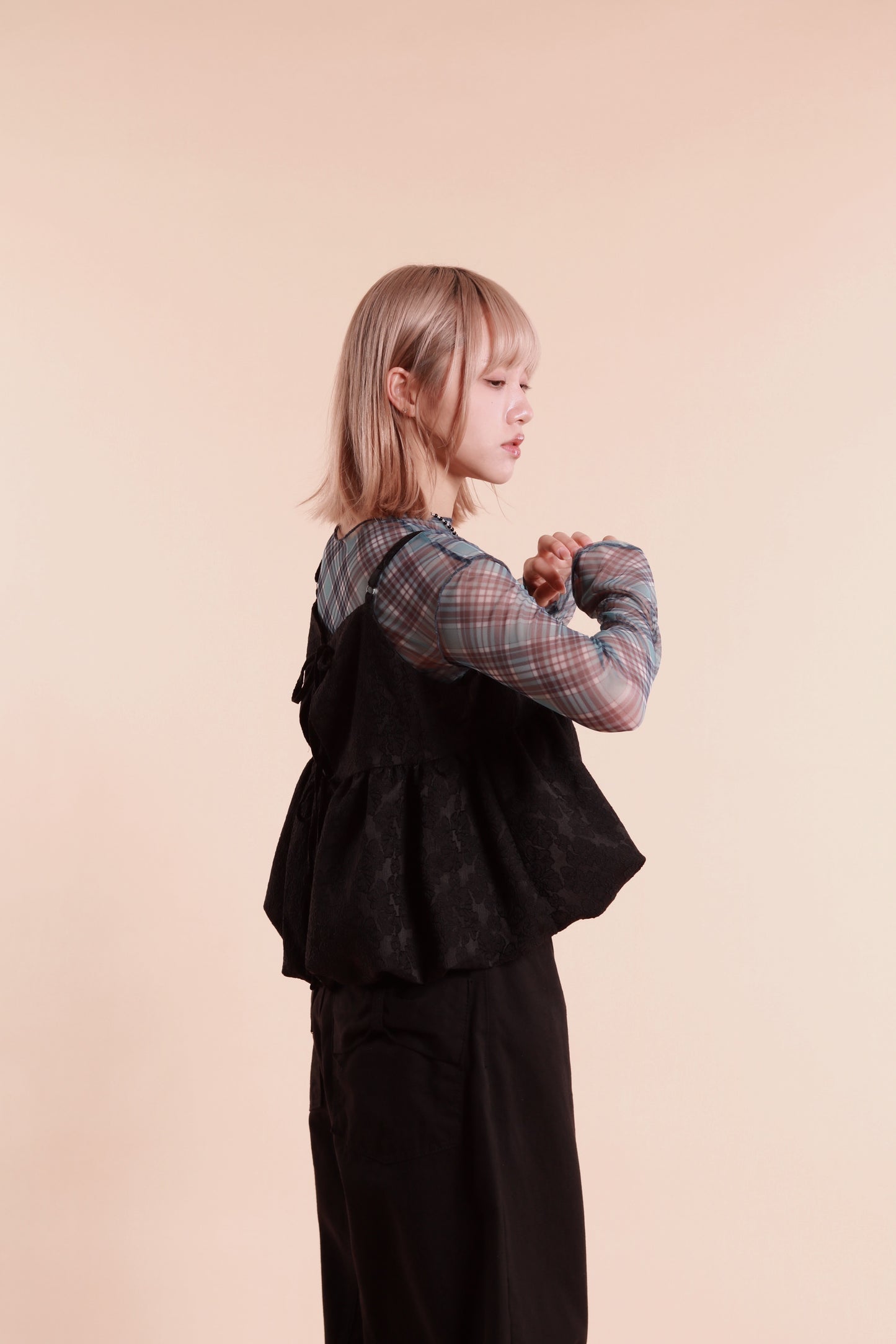 Checkered See Through Top (Blue)