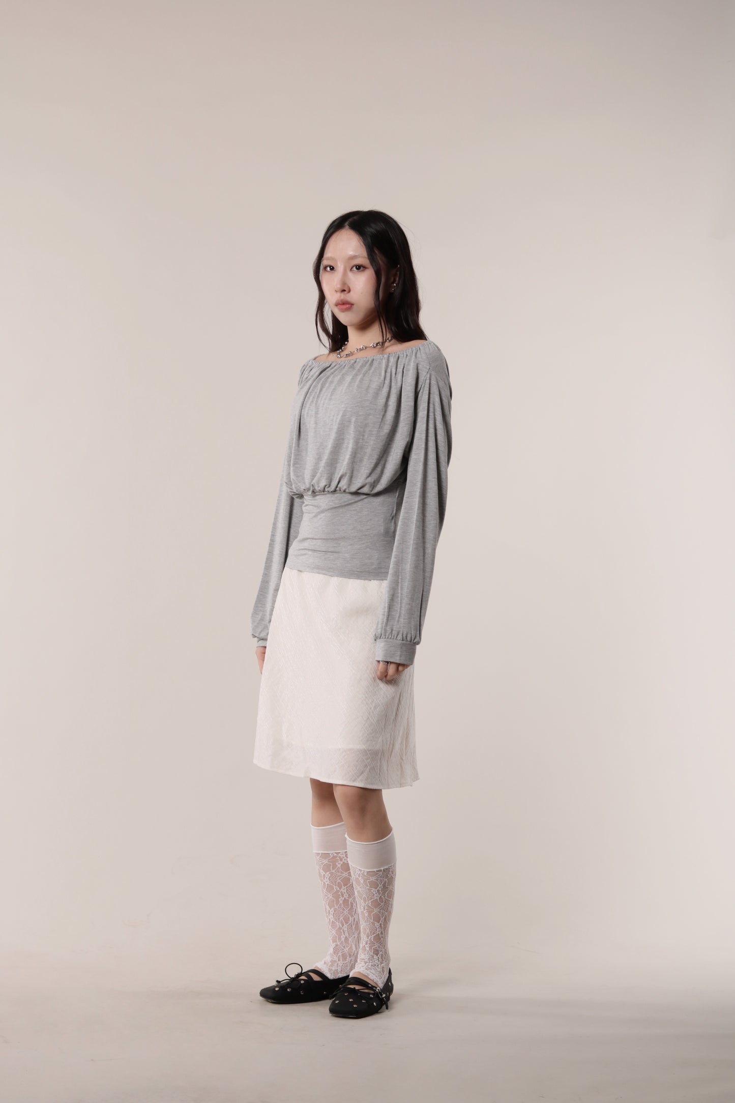 Luna Gathered Top (Grey)