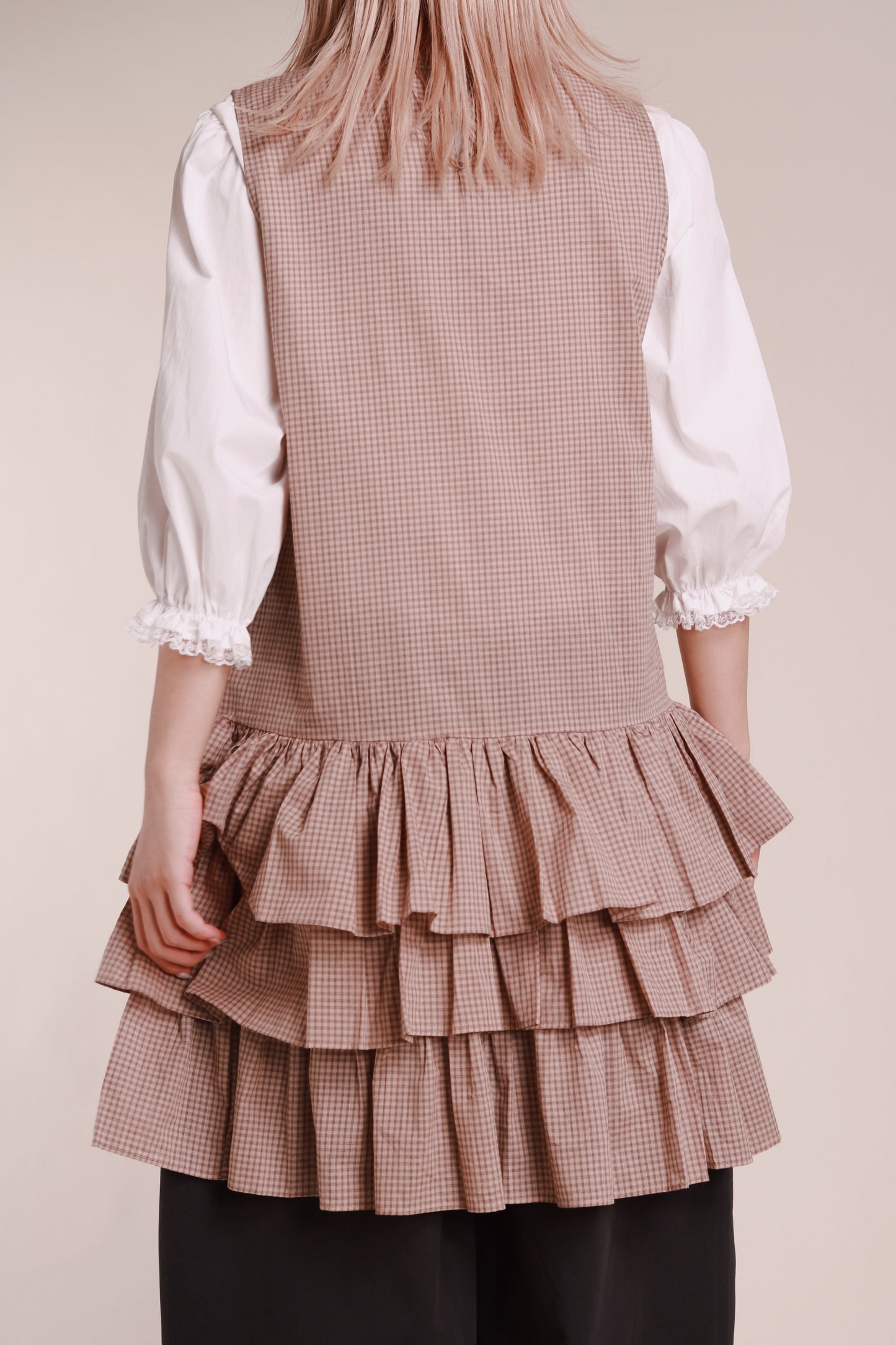 Layered Ruffle Dress (Beige)