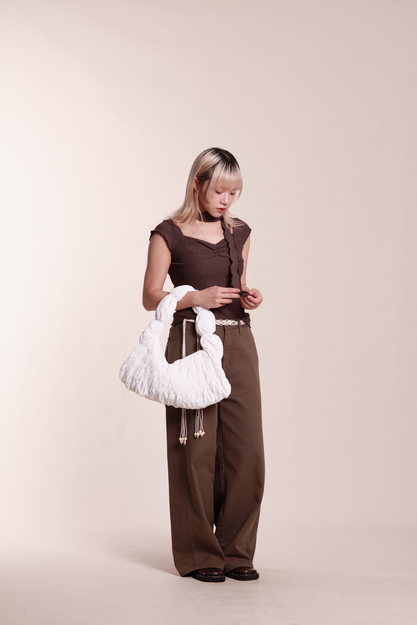 Gathered Tee Set (Brown)