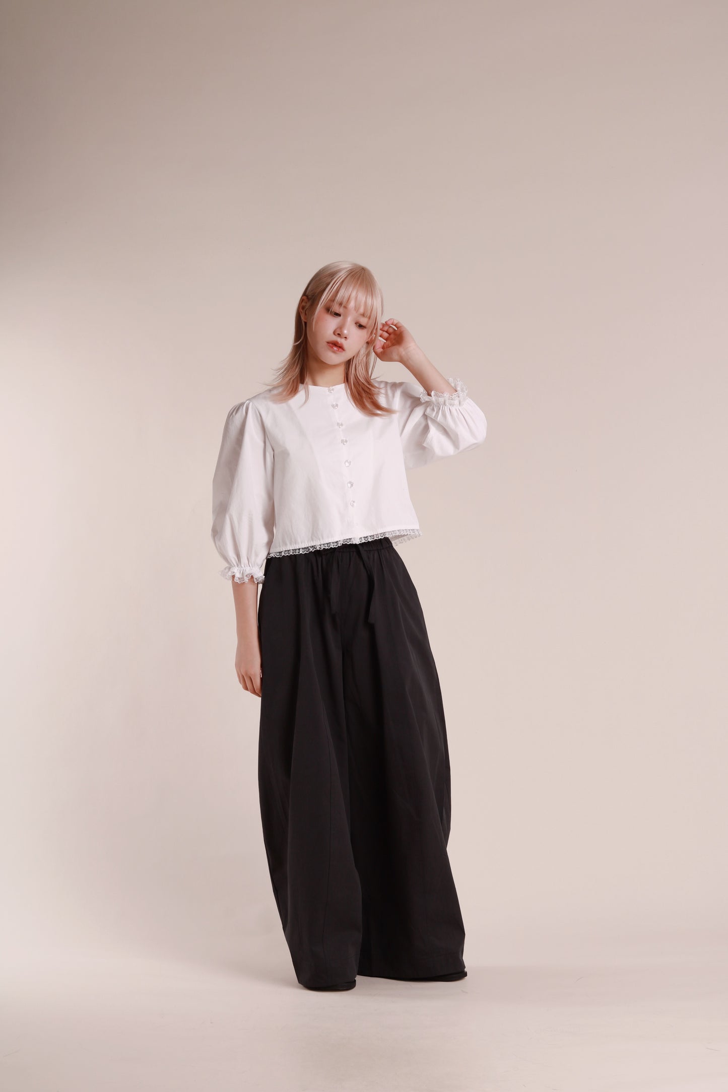 Retro Lace Blouse (White)