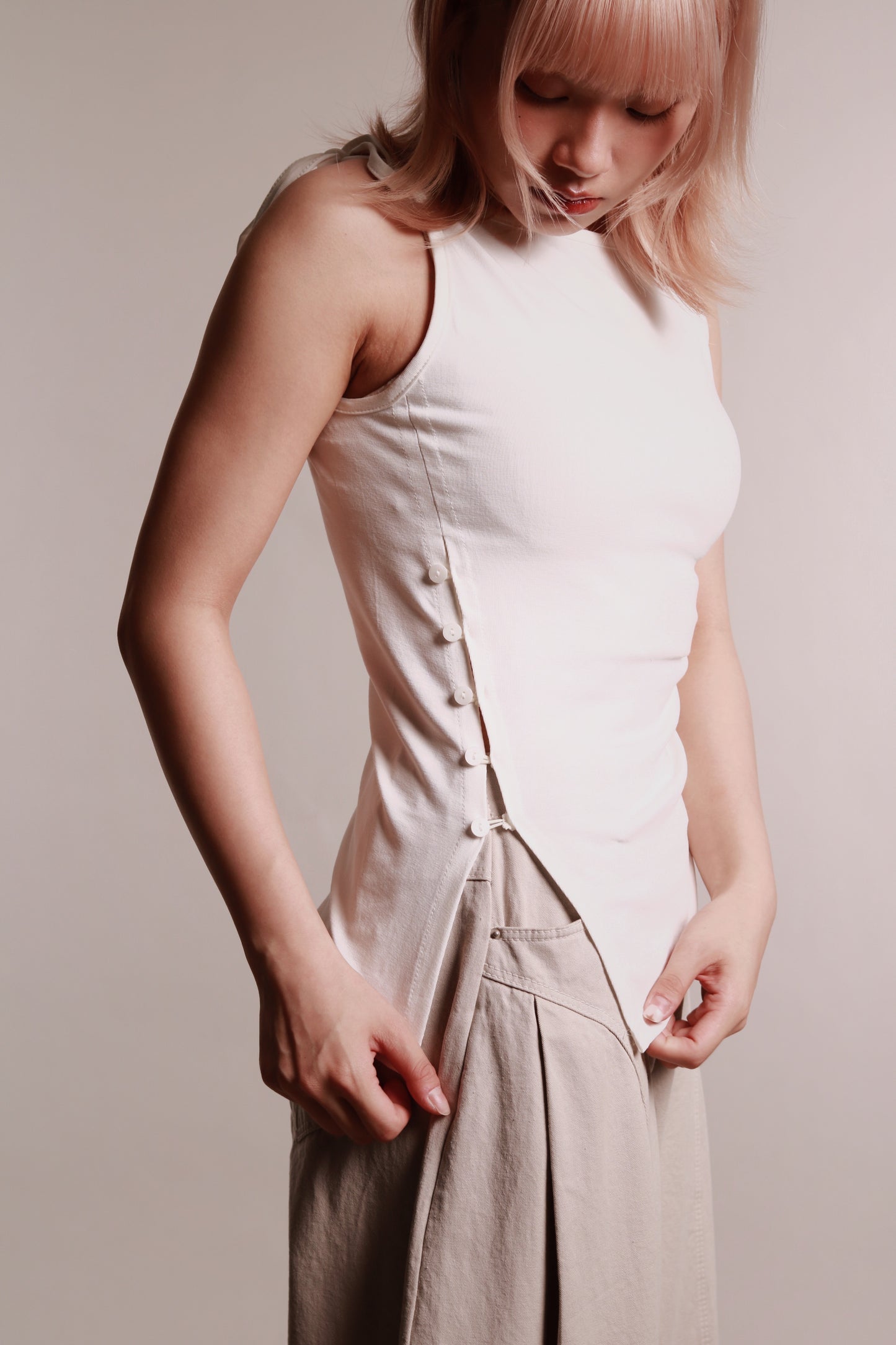 Side Cut Dance Top (White)