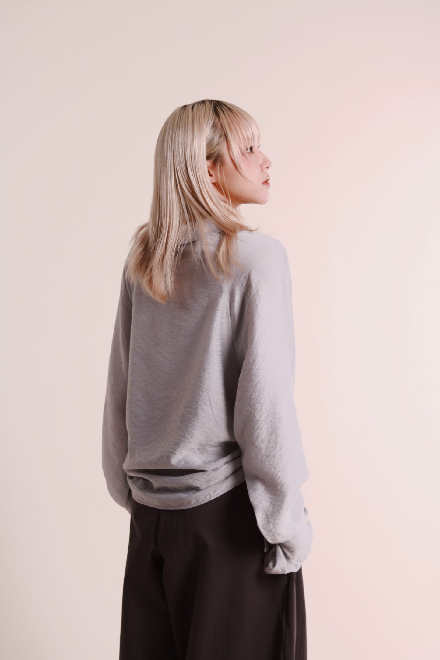 Doll Gathered Blouse (Grey Blue)