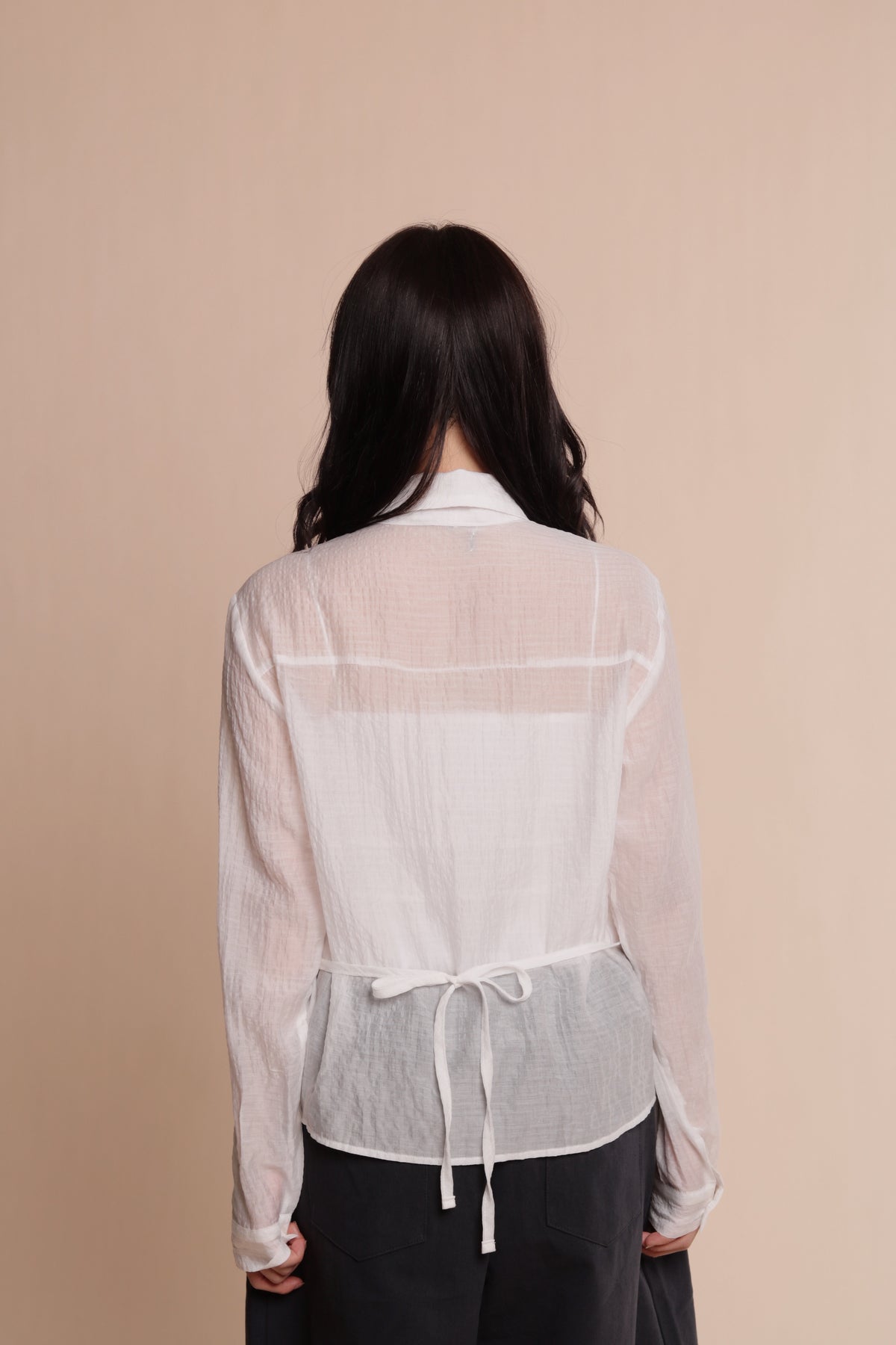 Checkered See Through Shirt (White)