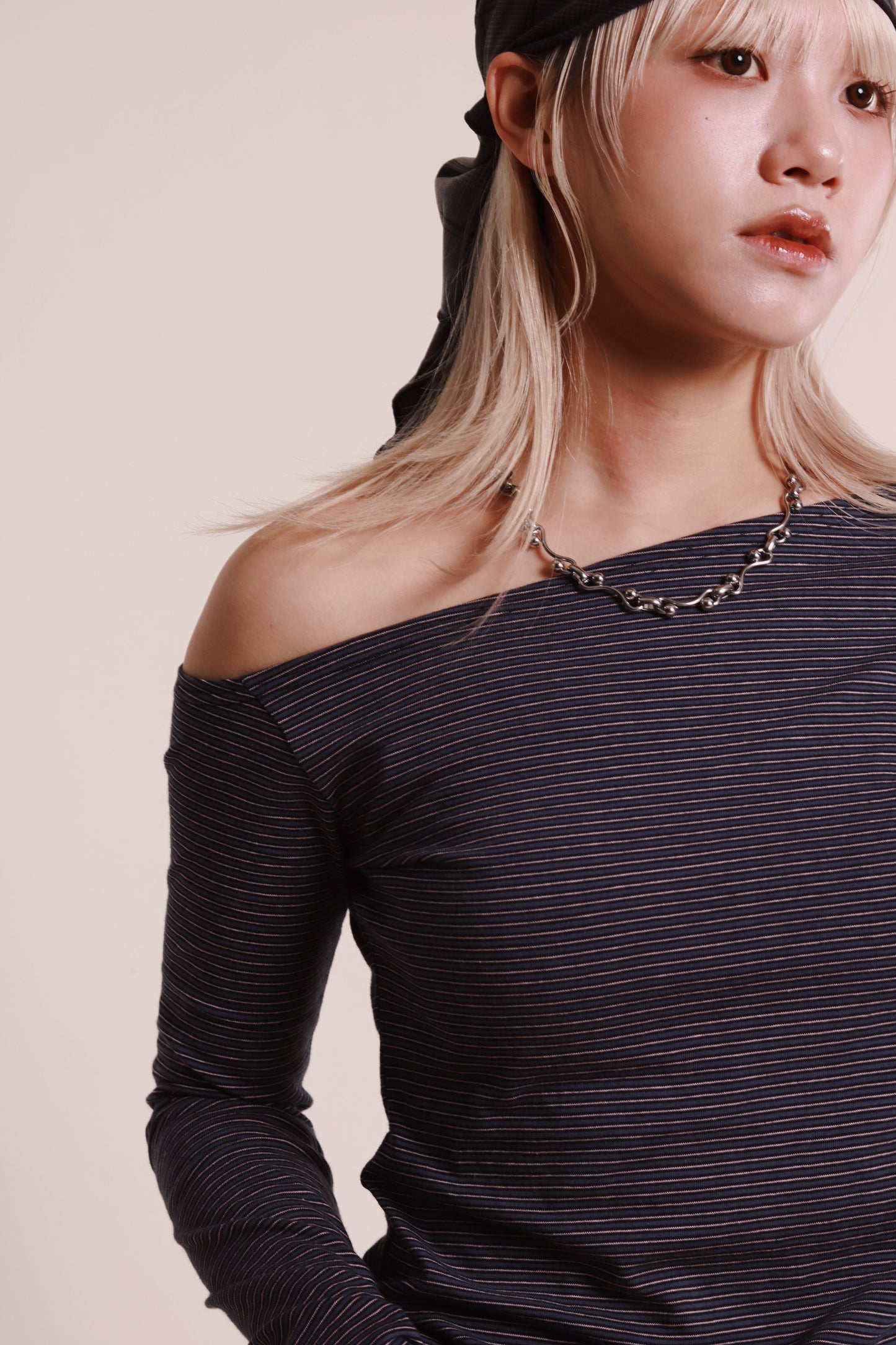 Striped One Shoulder Top (Blue)