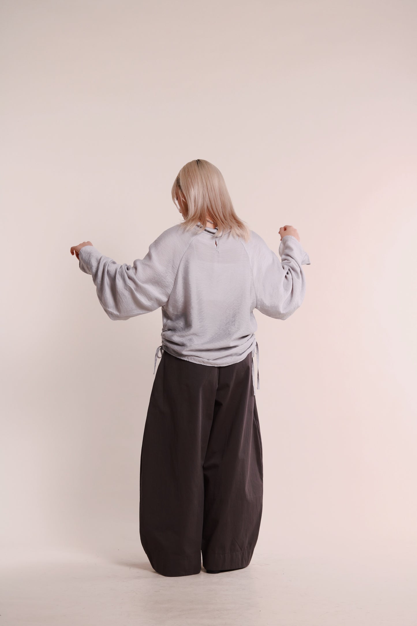 Doll Gathered Blouse (Grey Blue)