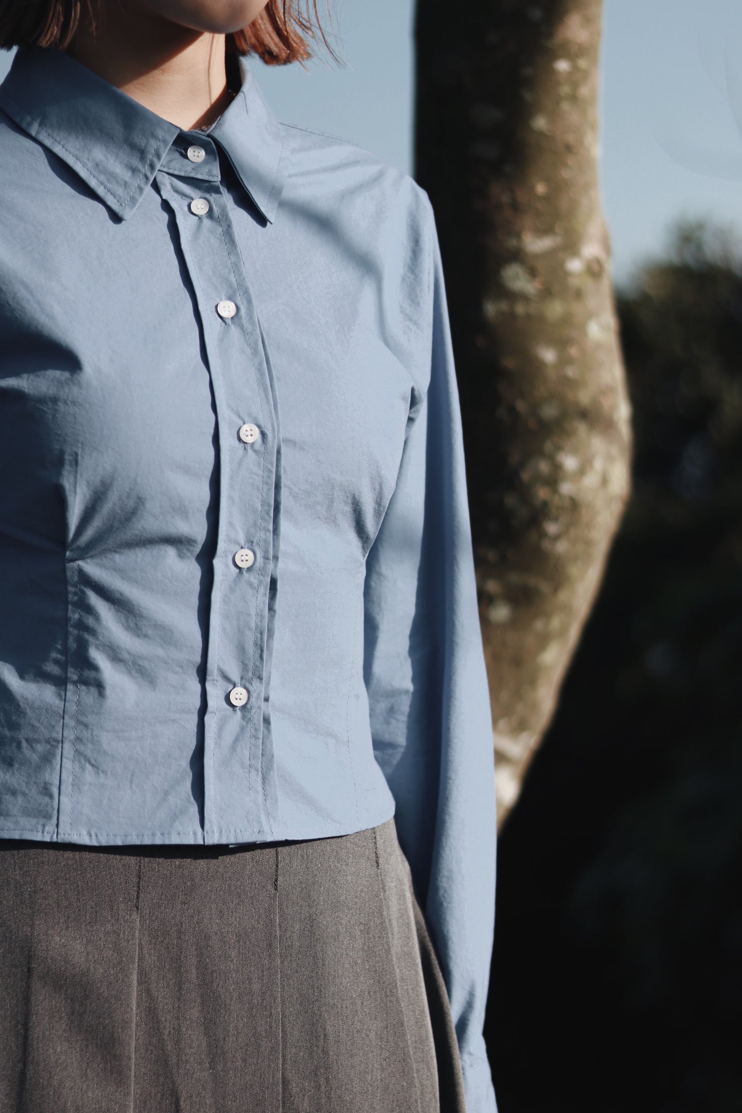 Cropped Shirt (Blue)