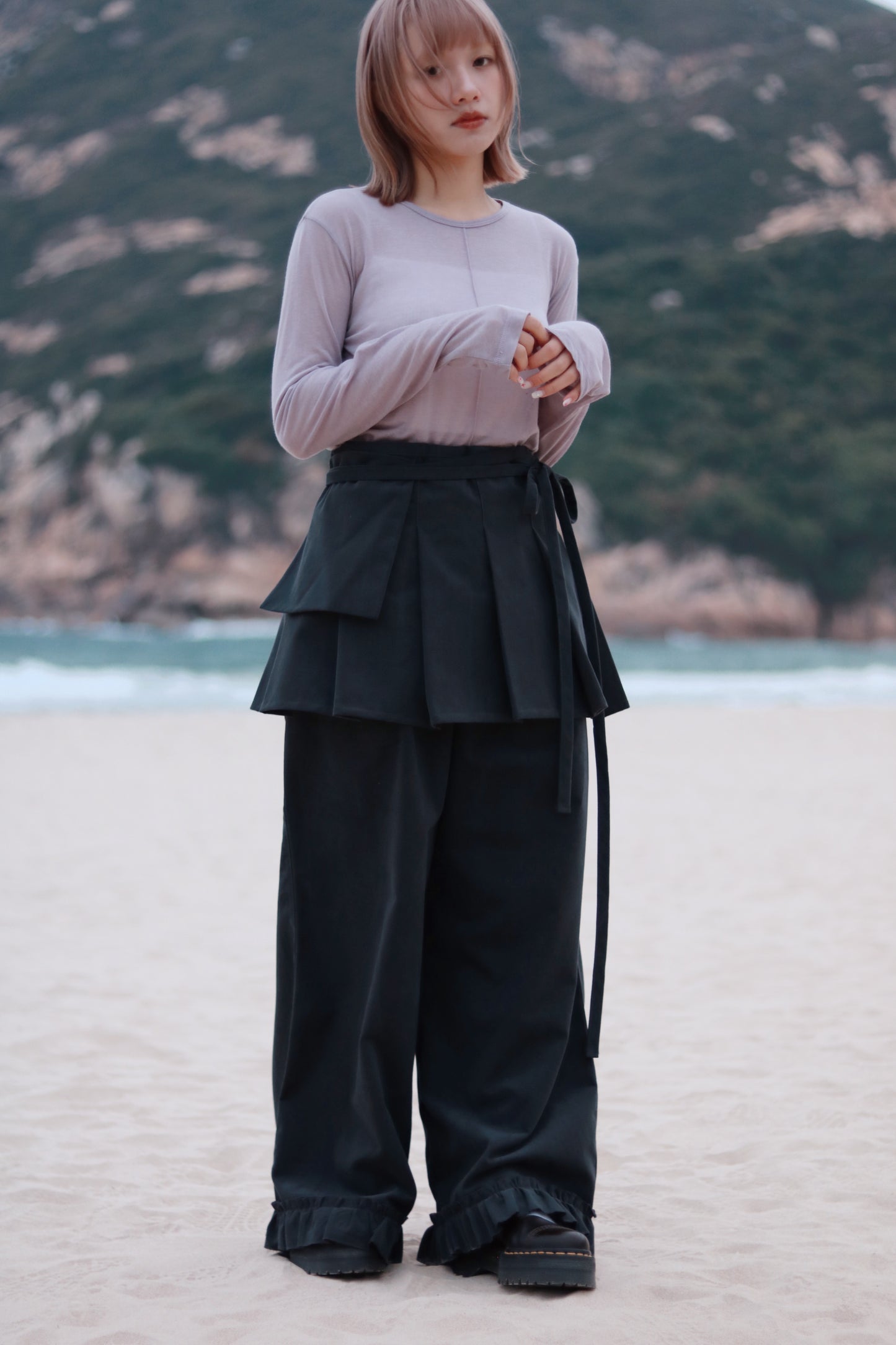 Layered Ruffle Pants (Charcoal)