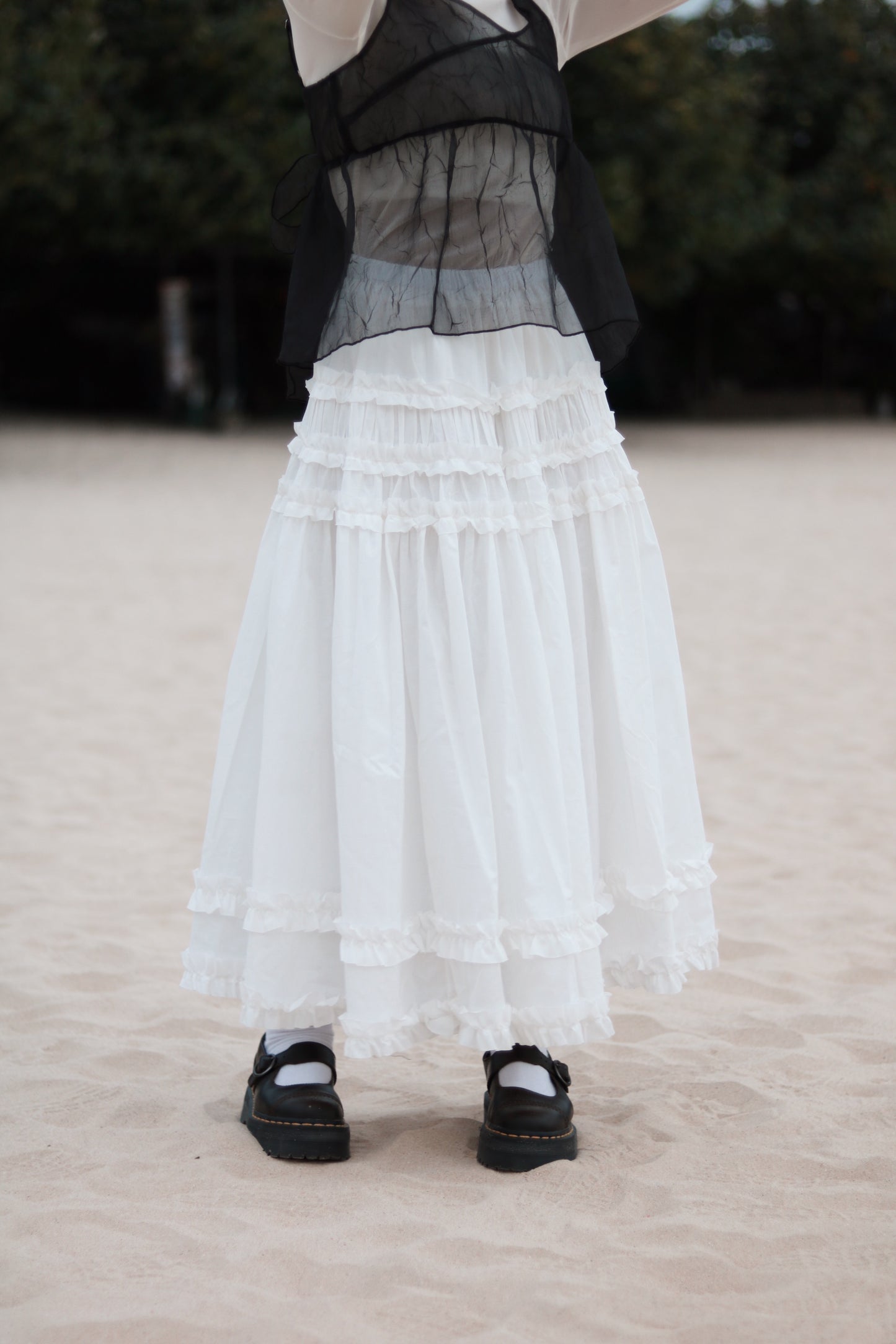 Doll Double Ruffle Skirt (White)