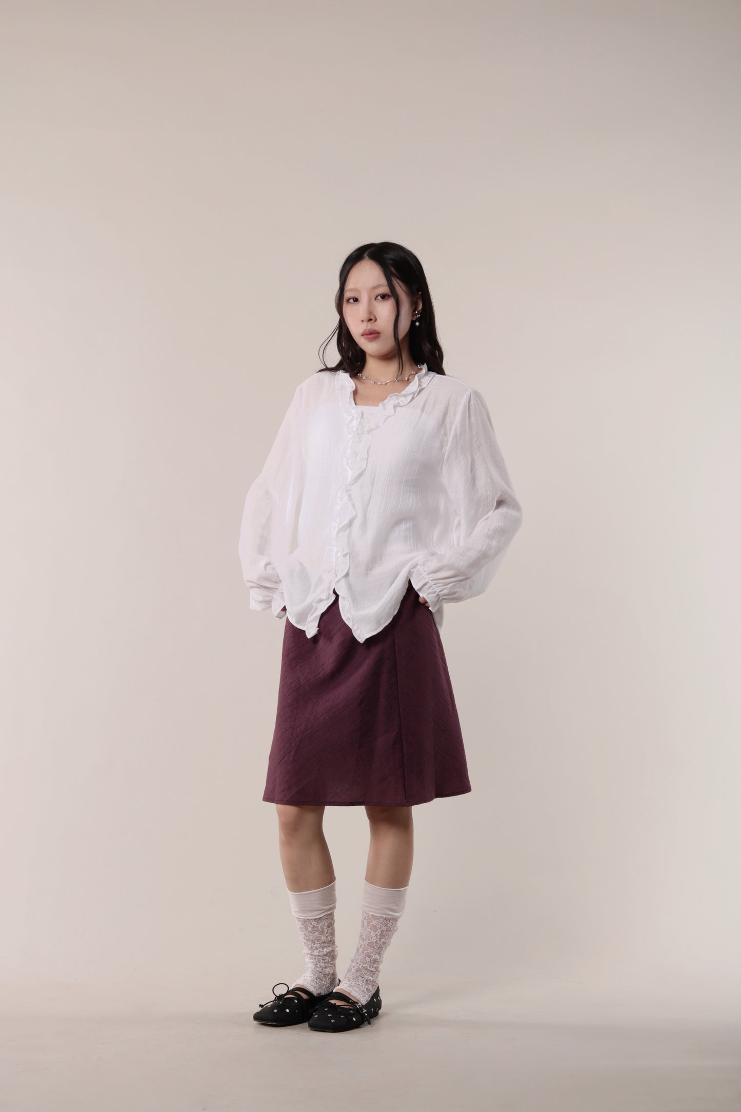 Retro Ruffle Shirt (White)