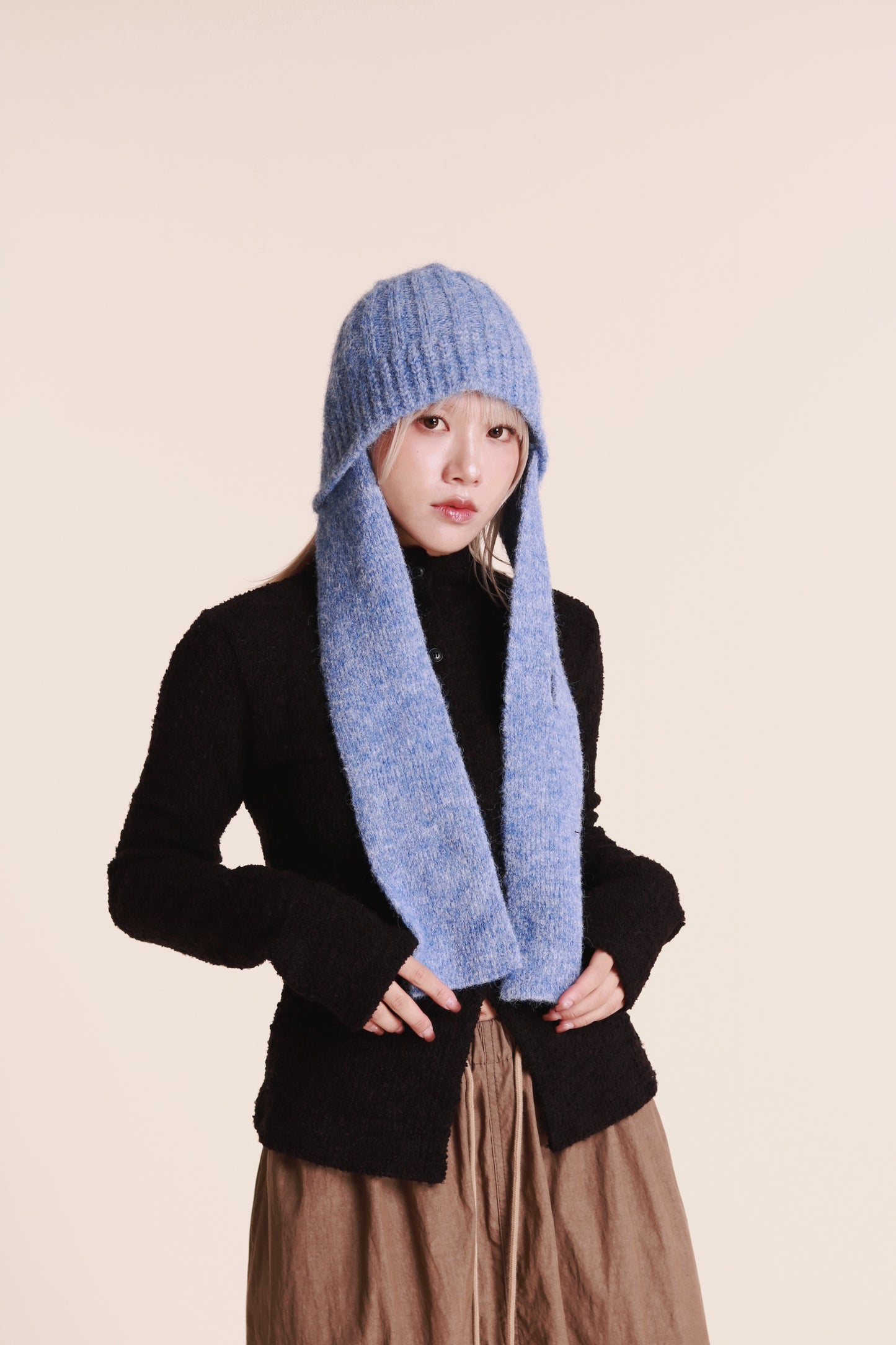 Doll Knit Scarf Flight Cap (Blue)