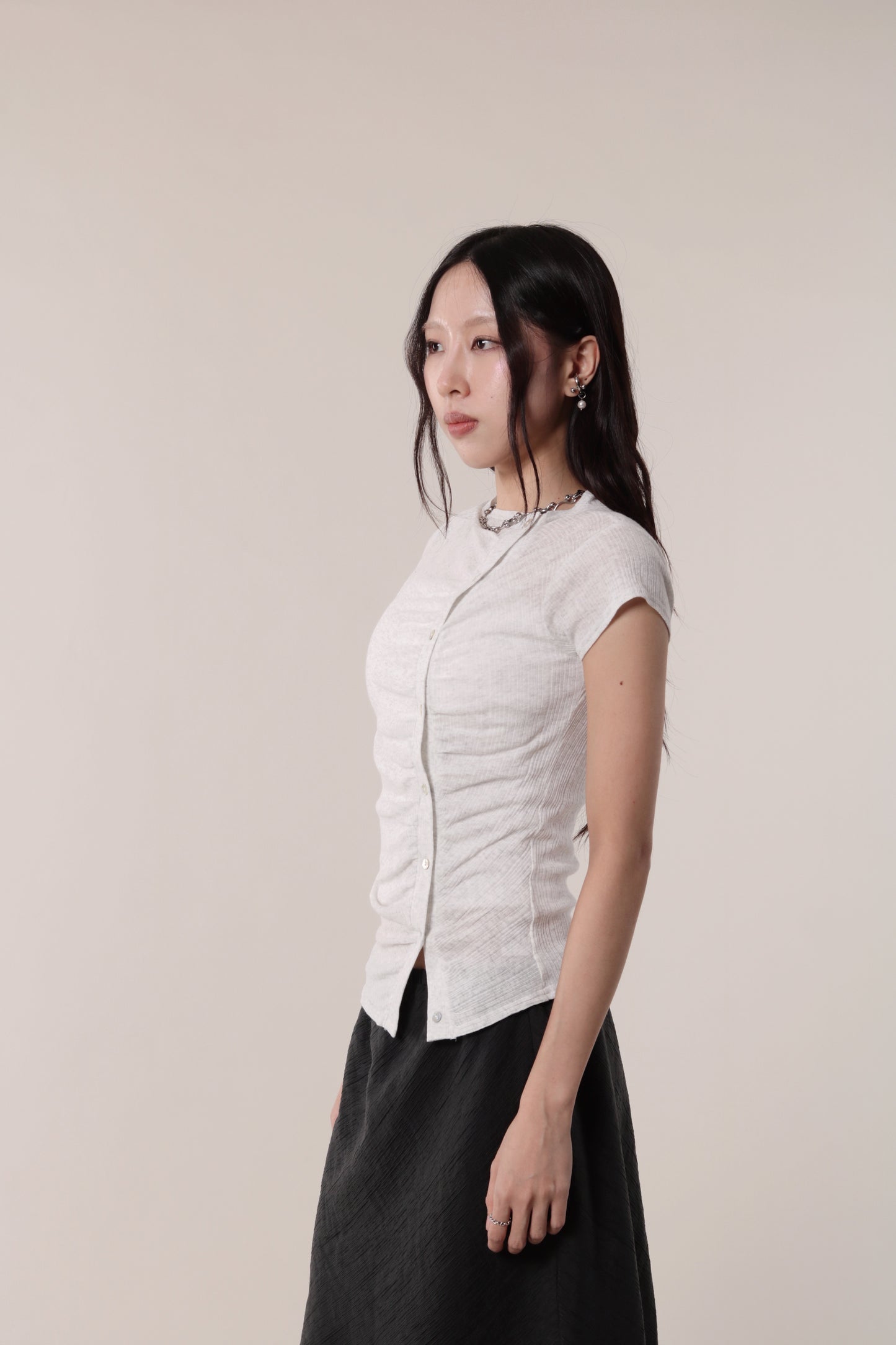 Sep Gathered Tee (Light Grey)