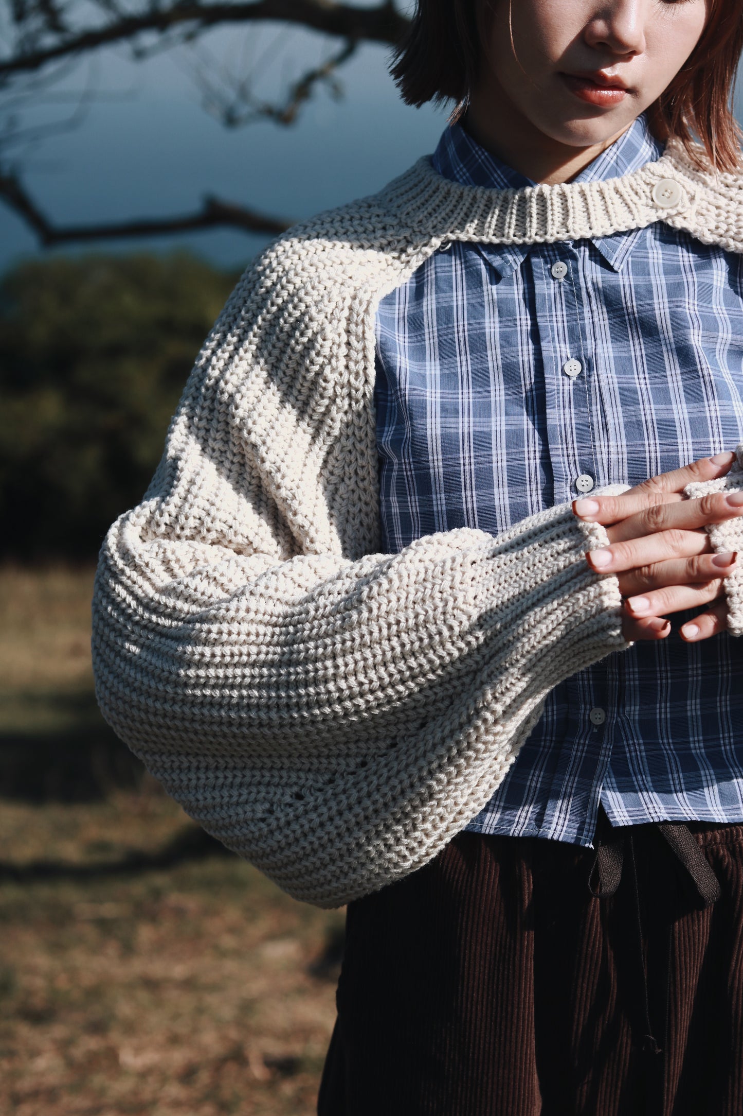Puff Sleeve Cardigan (Ivory)
