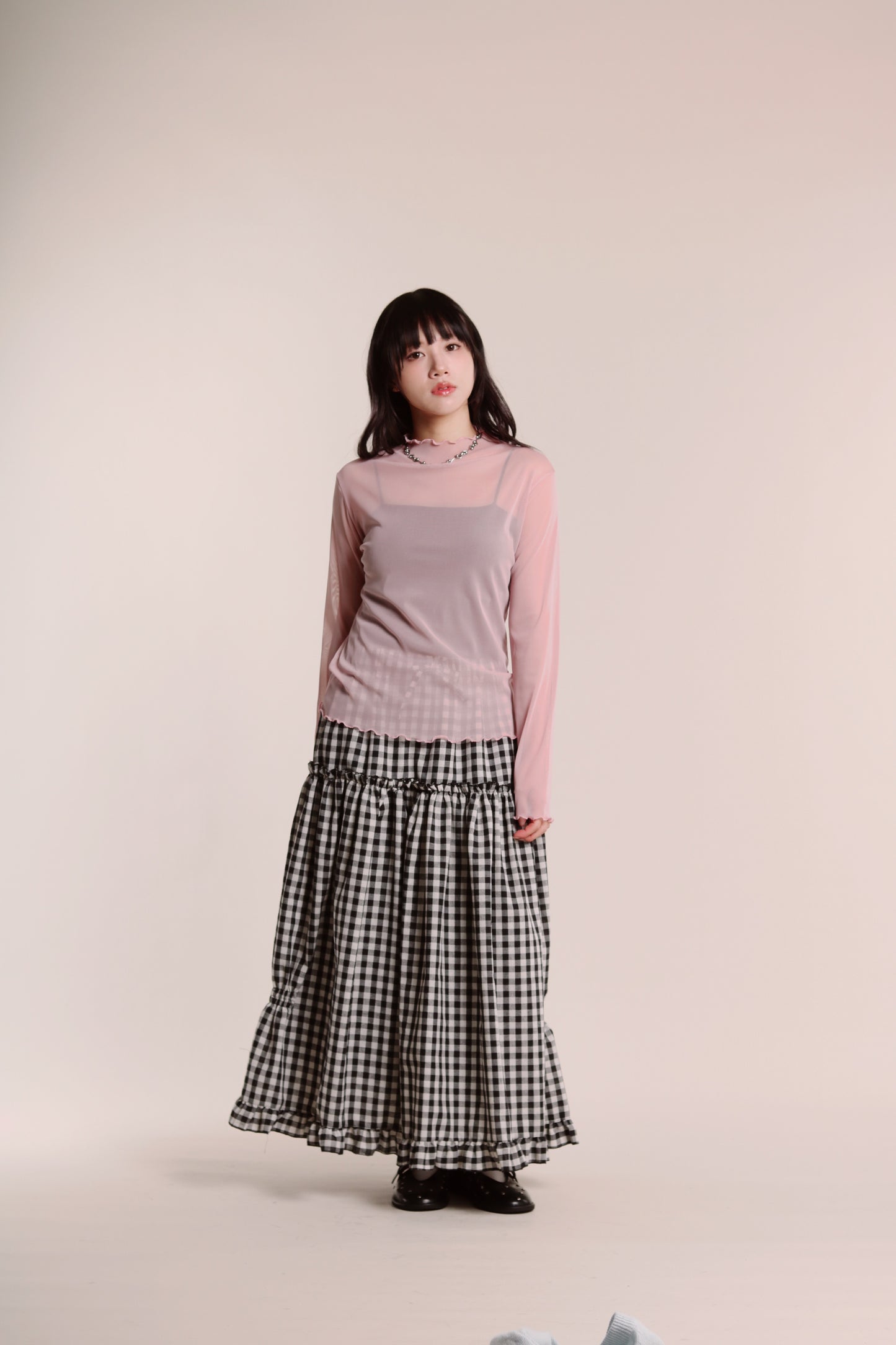 Ruffle See Through Top (Pink)