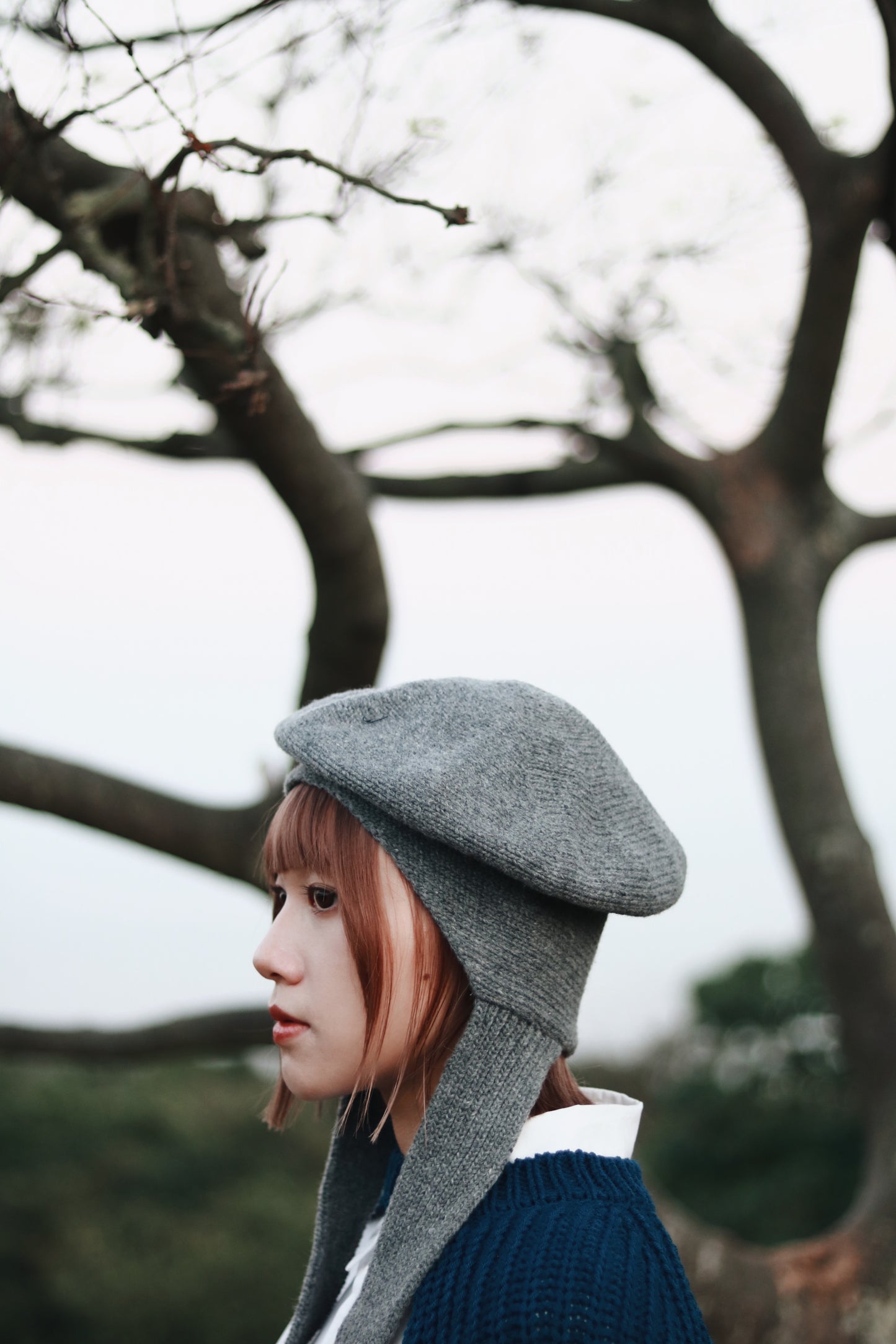 Doll Beret (Black/Grey/Red)
