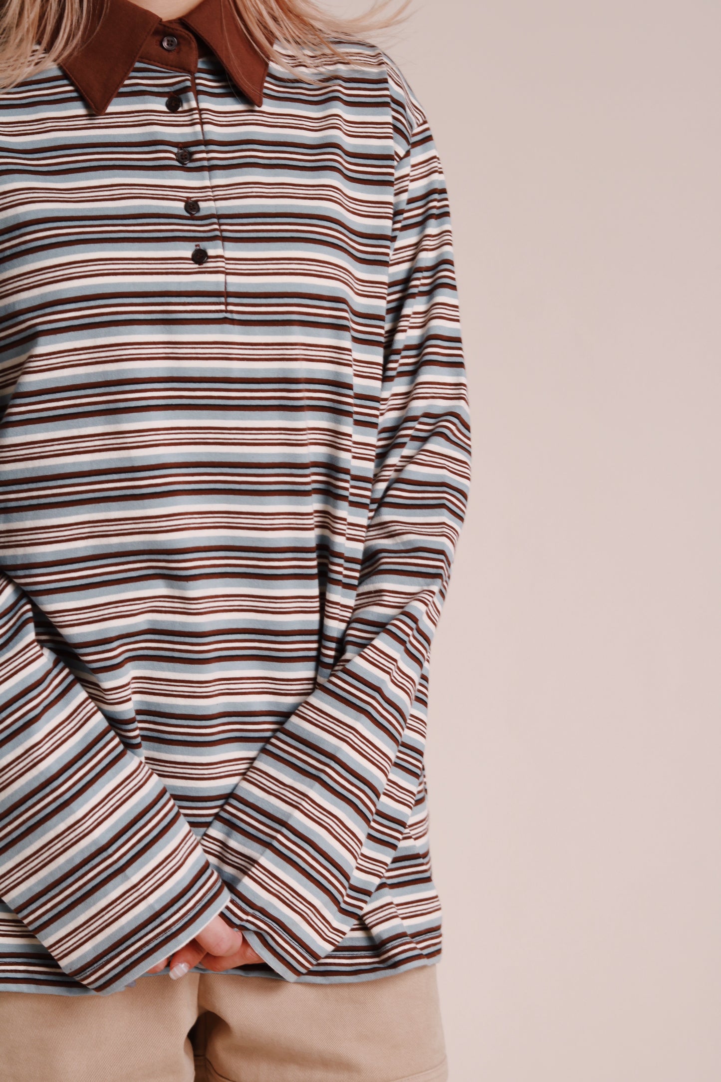 Striped Polo Top (Blue)