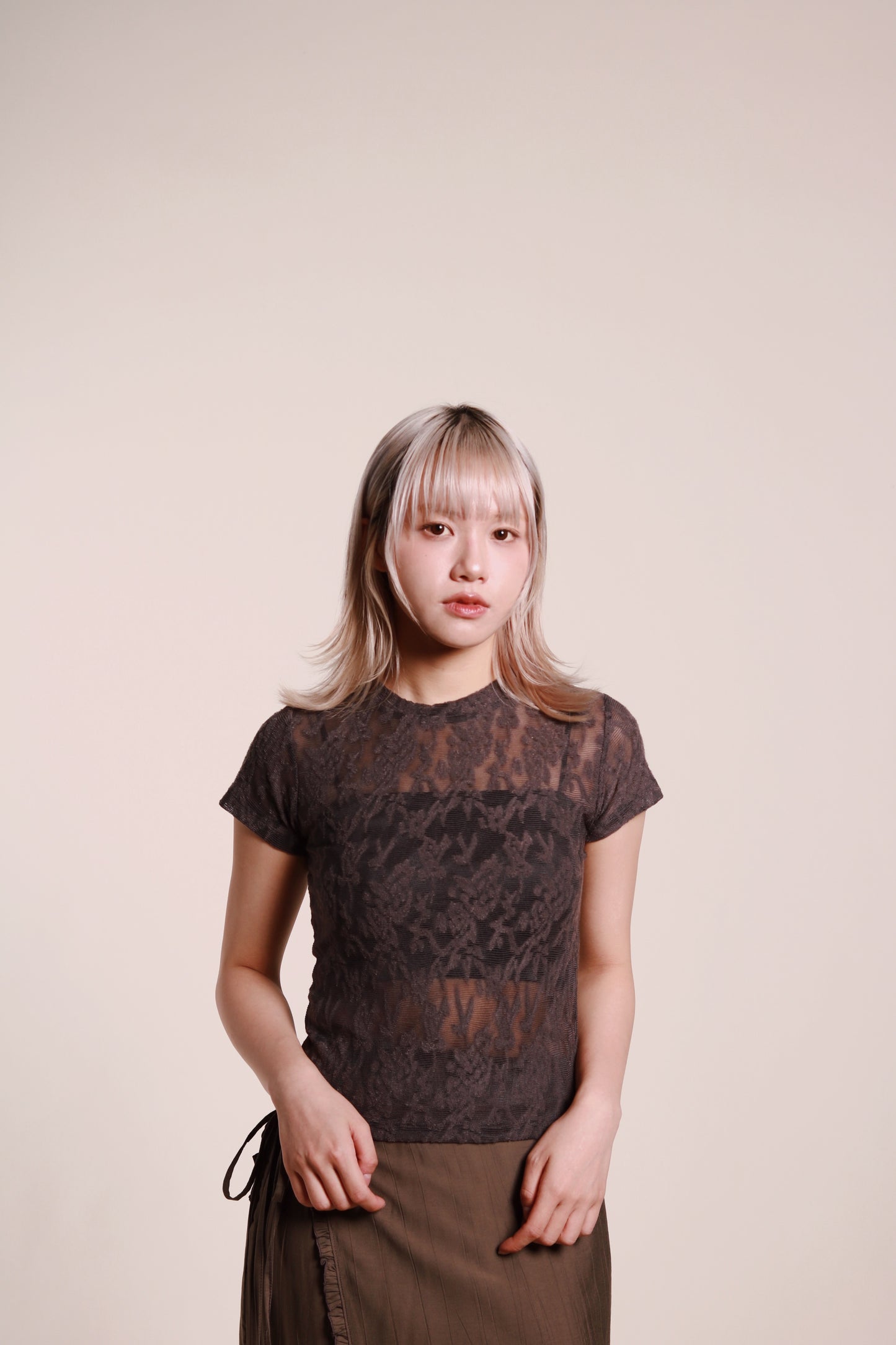 Mesh Flower Top (Charcoal)