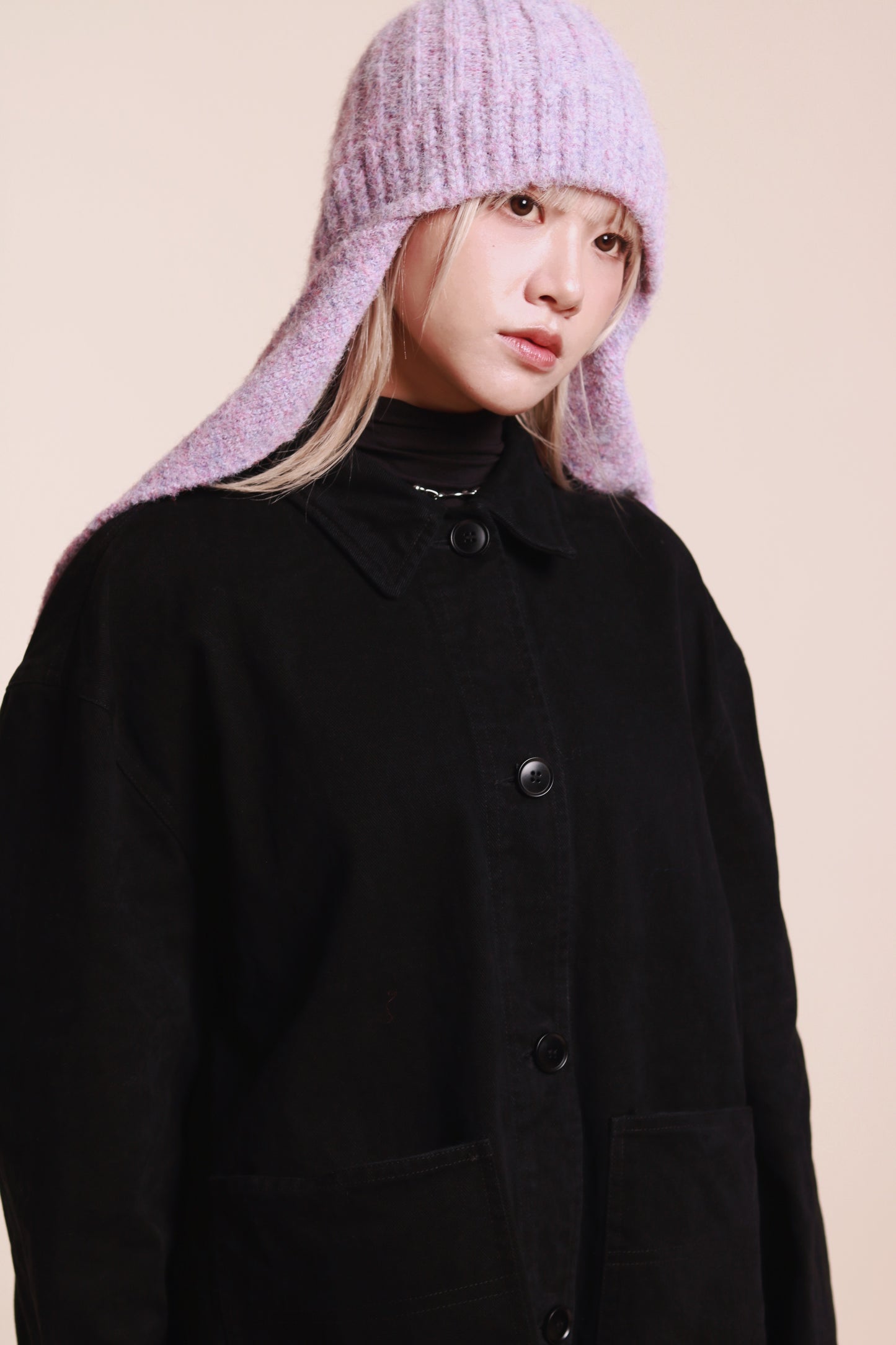 Doll Knit Scarf Flight Cap (Purple)