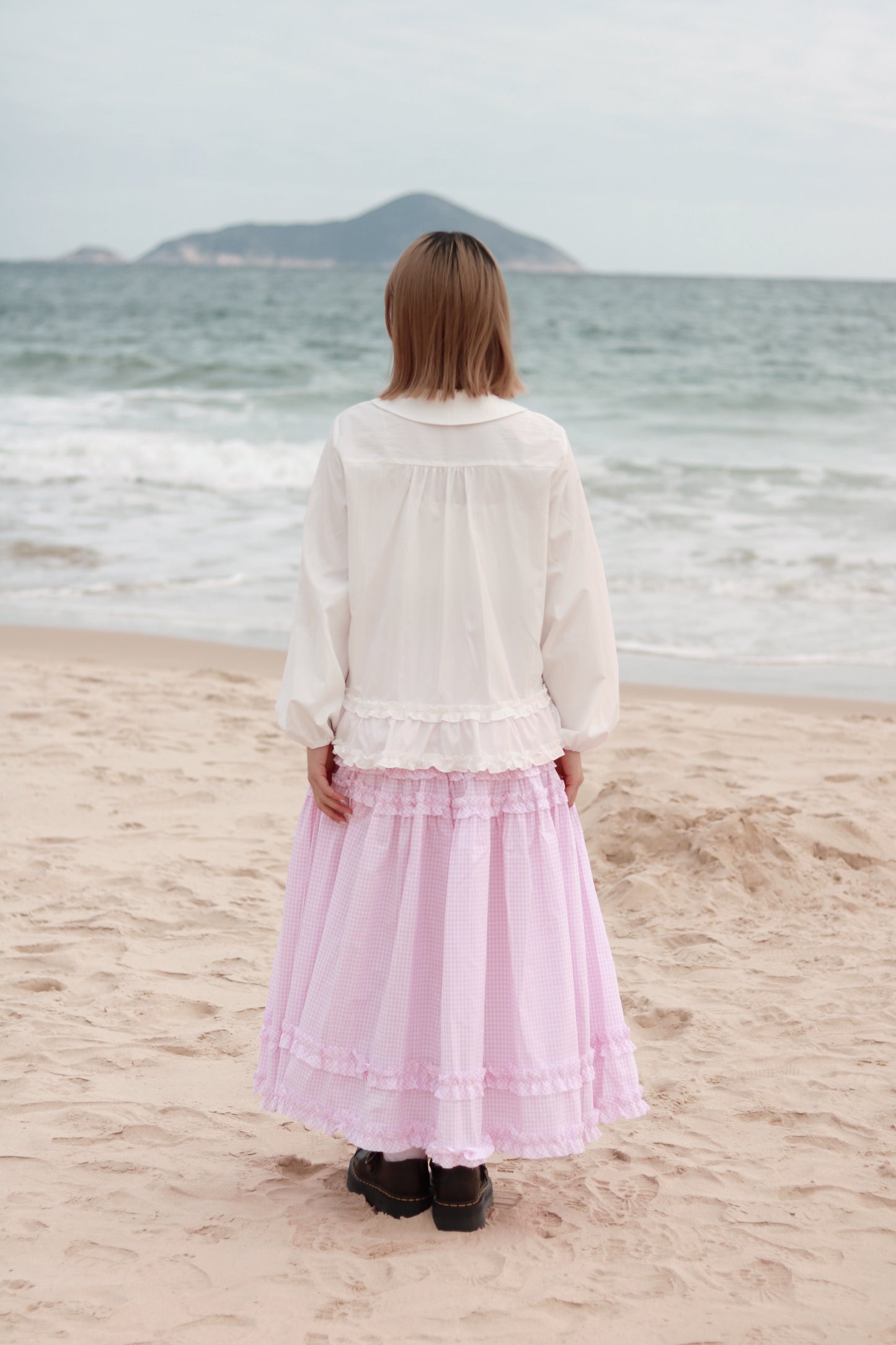 Doll Checkered Ruffle Skirt (Pink)