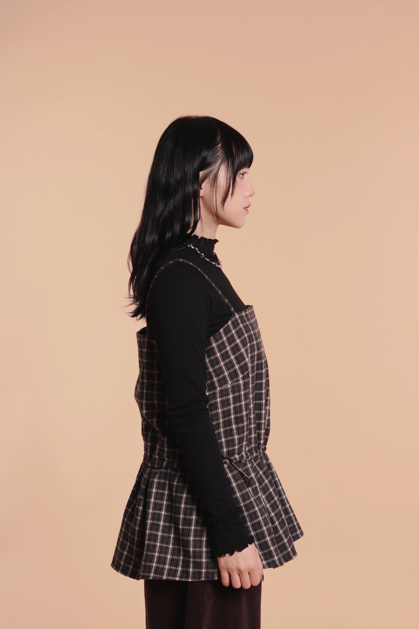 Checkered Sleeveless Top (Navy)