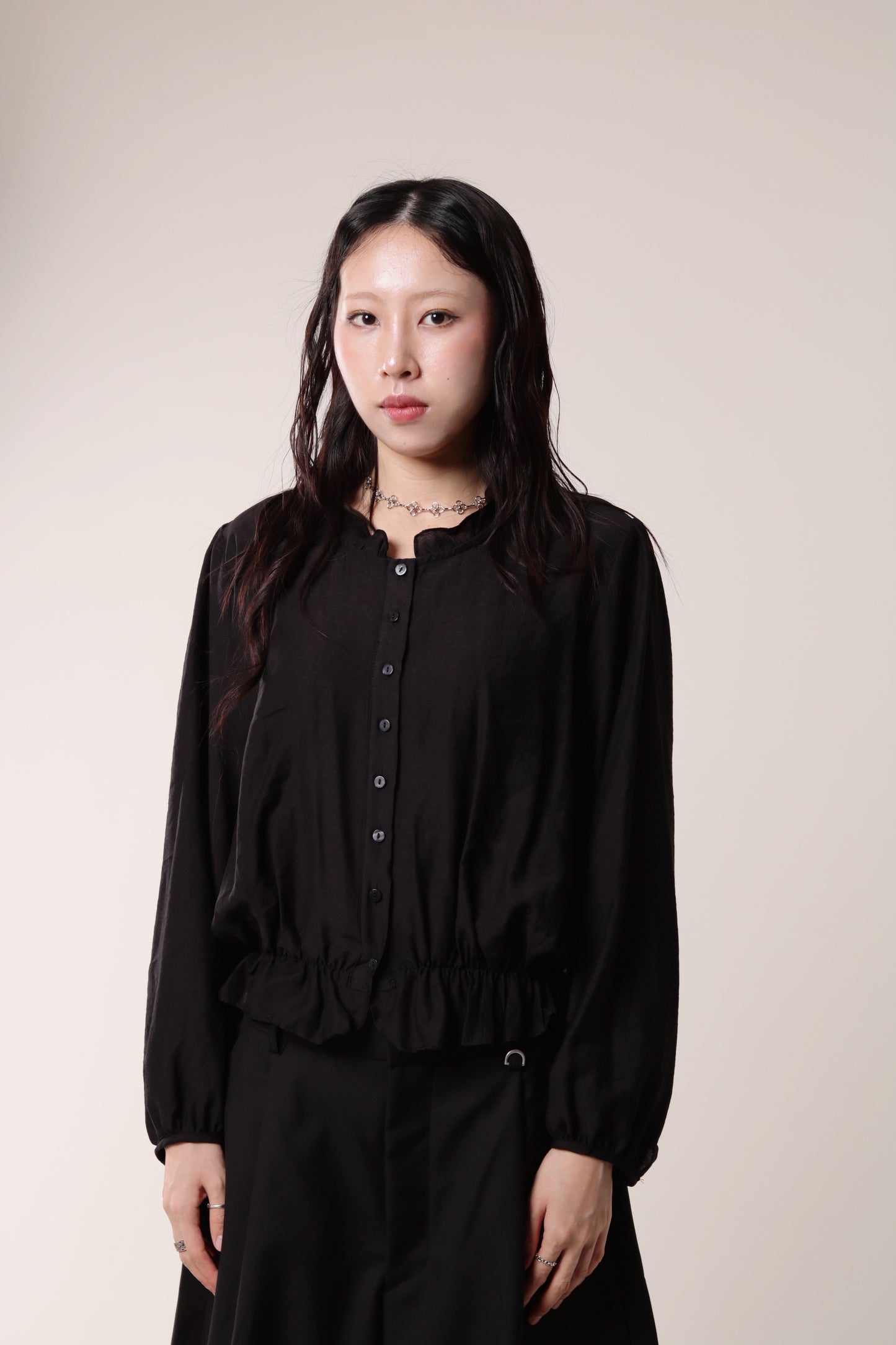 Retro Ruffle Shirt (Black)