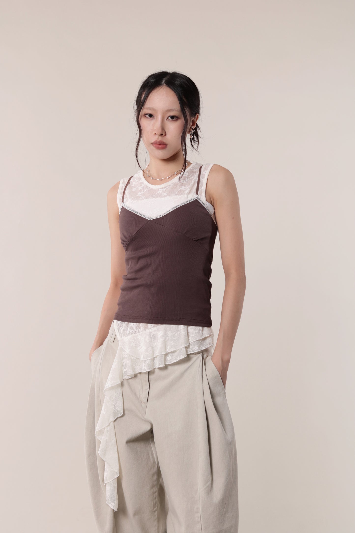 Lace Cami (Brown)
