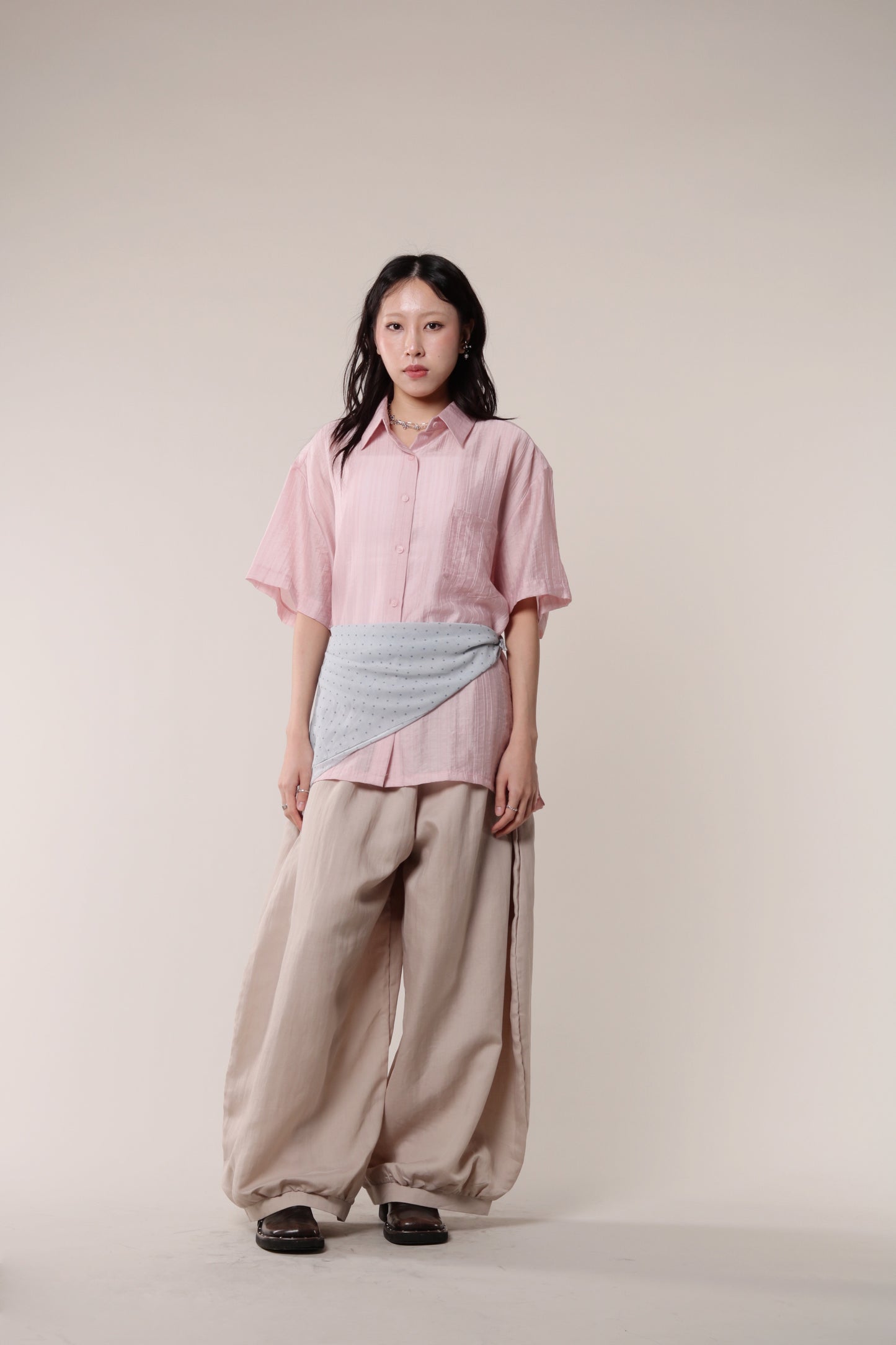 Linen Bubble Pants (Beige)