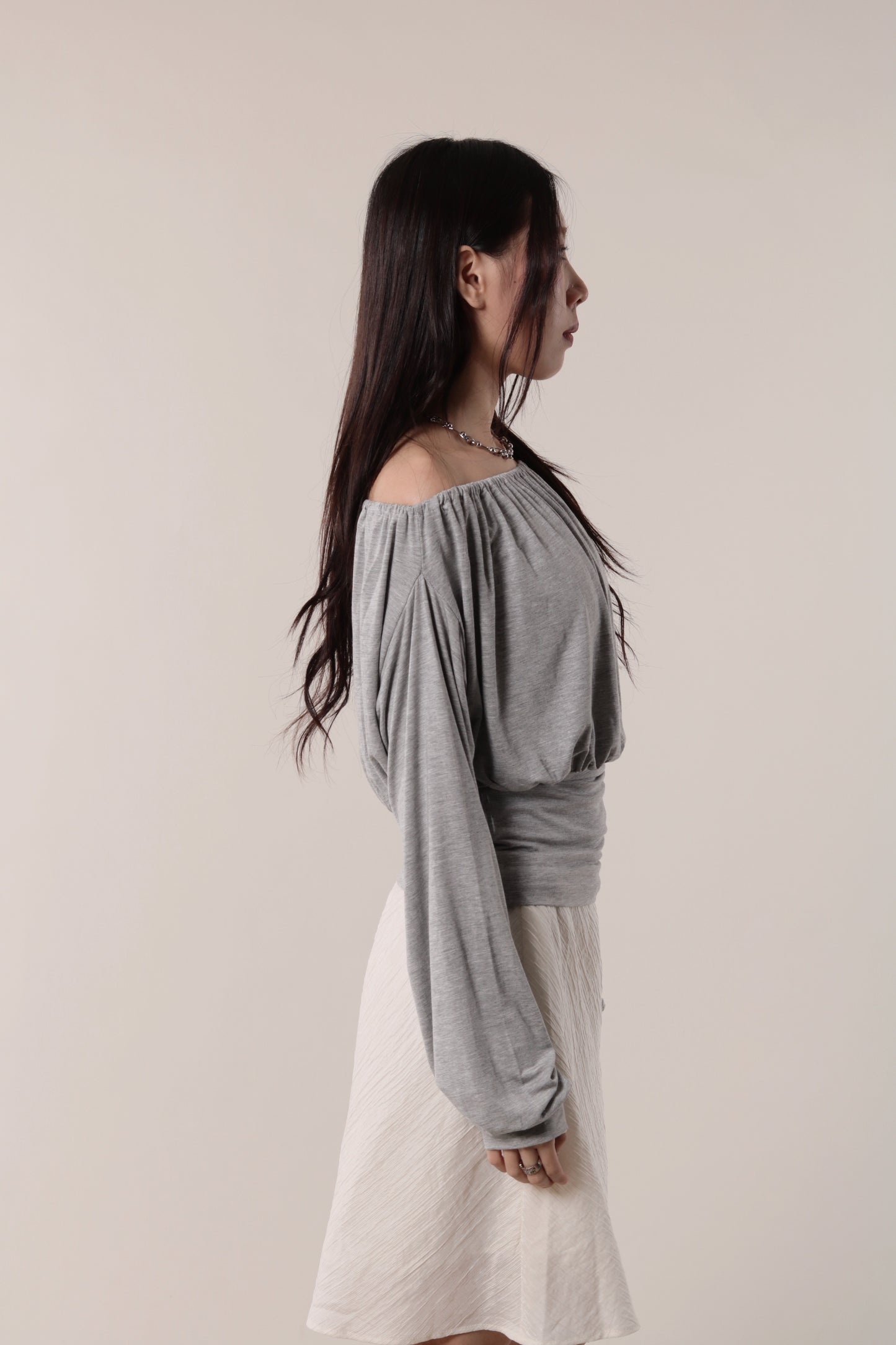Luna Gathered Top (Grey)