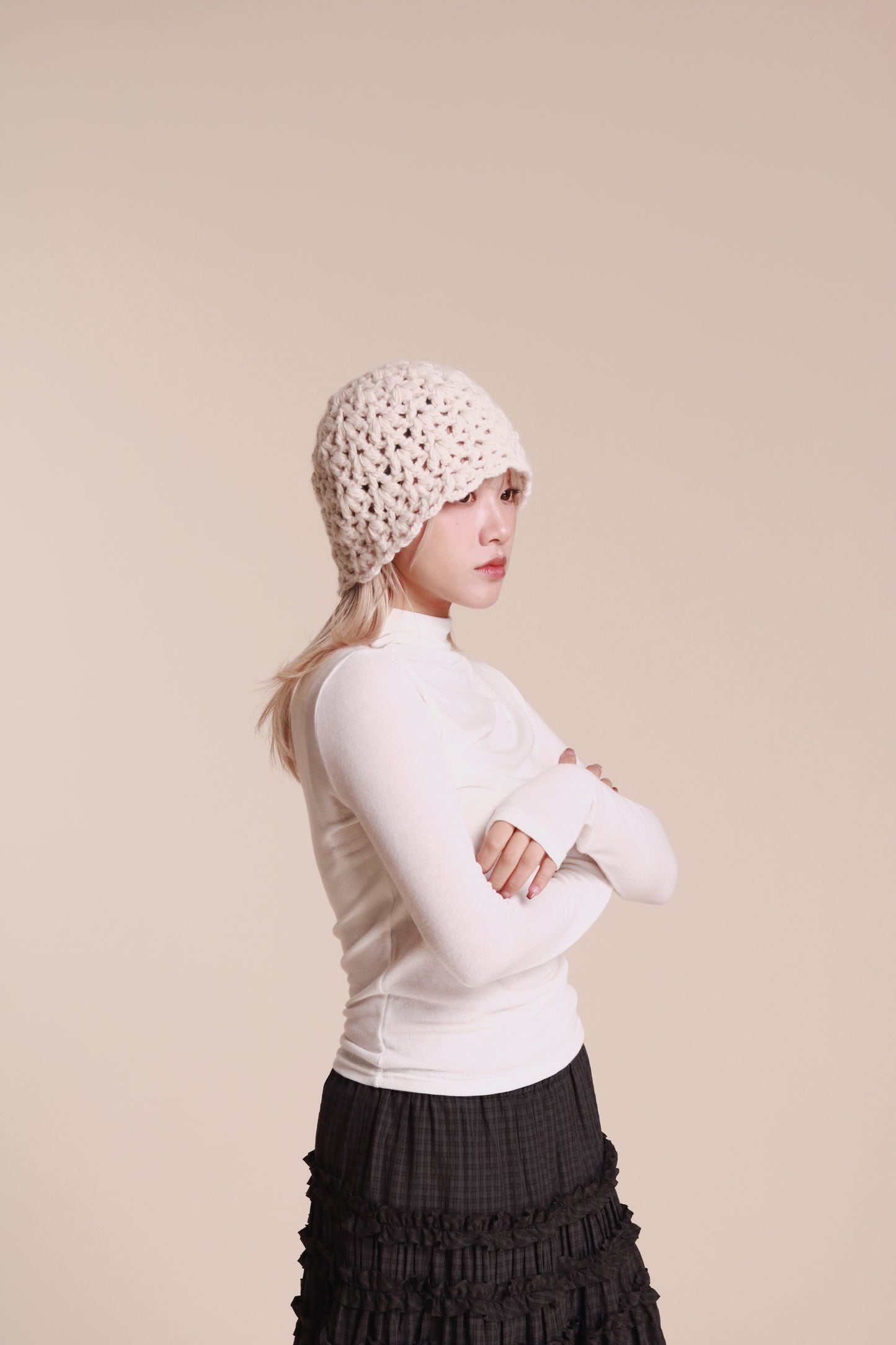 Knit Bucket Hat (Ivory)