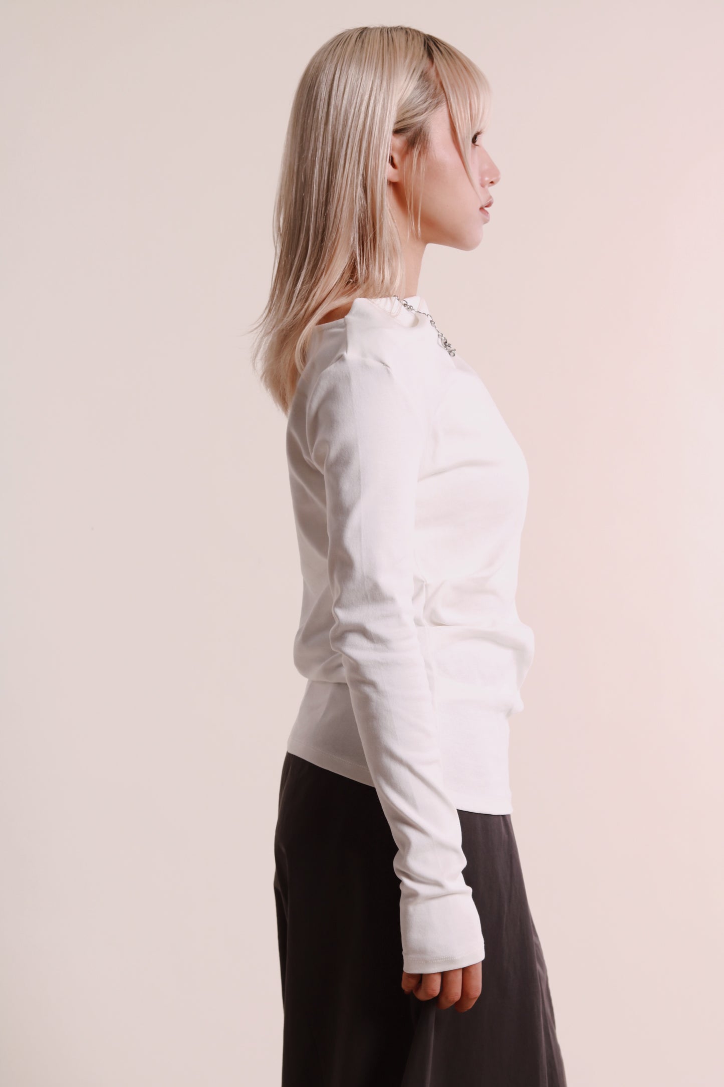 Gathered Long Tee (White)