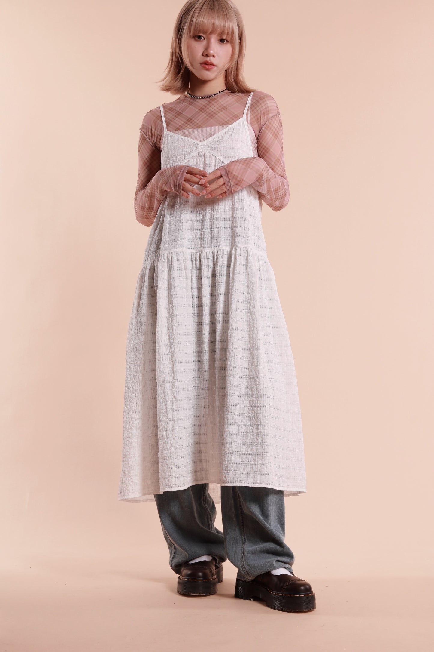 Checkered See Through Top (Pink)