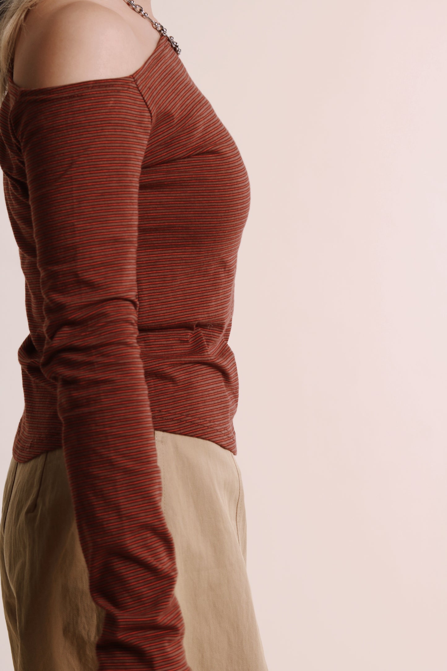 Striped One Shoulder Top (Orange)