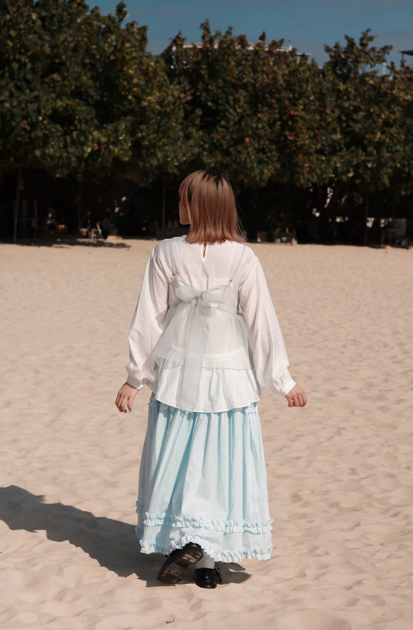 Doll Ribbon Sleeveless Top (Sky)