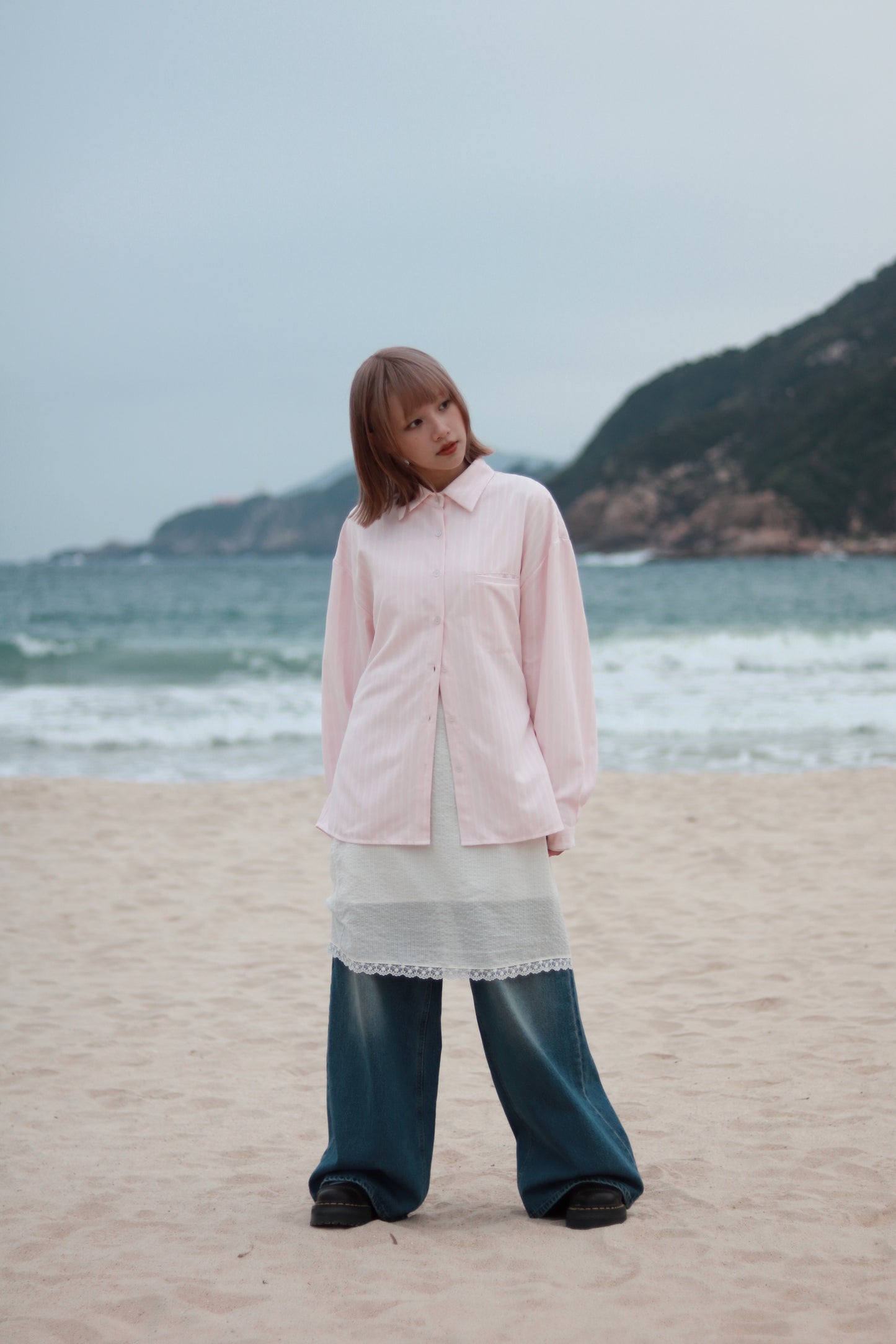 Relaxed Belt Shirt (Pink)