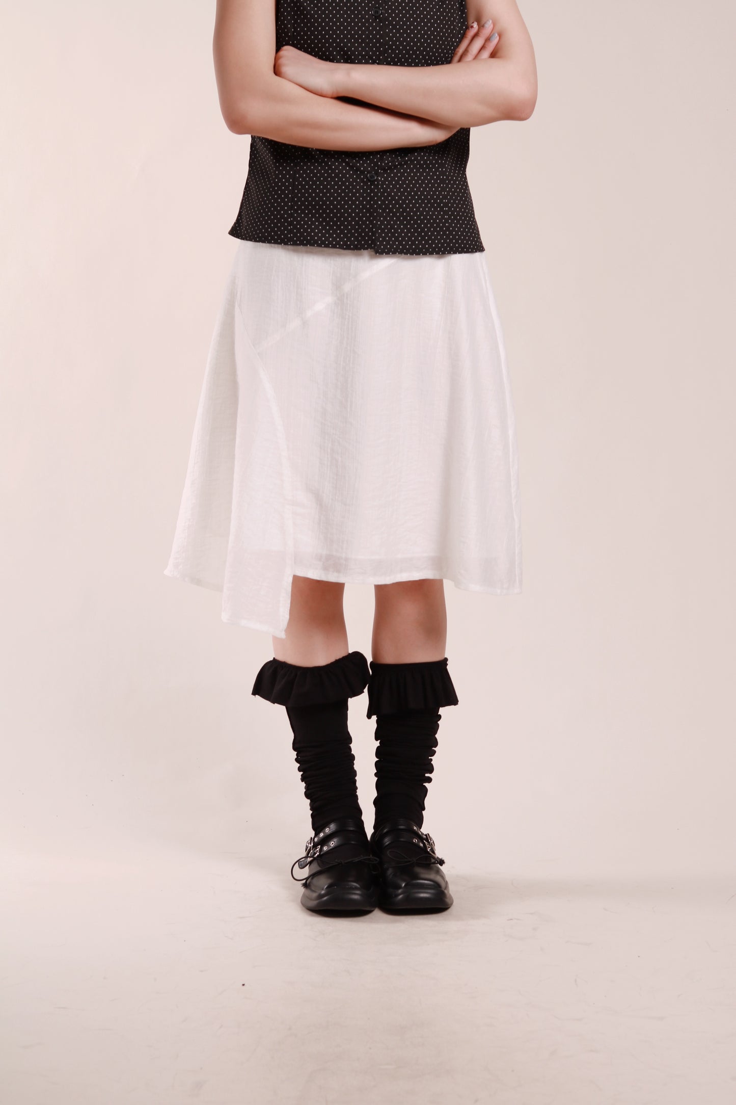 Asymmetric Mini Skirt (White)