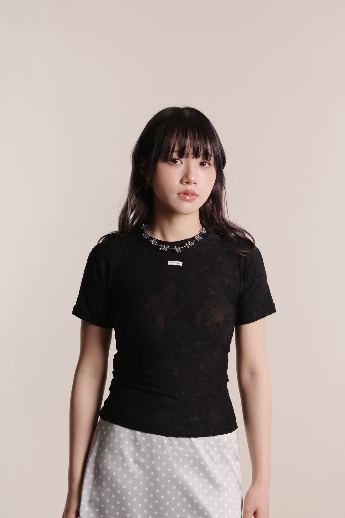 Mesh Flower Top (Black)