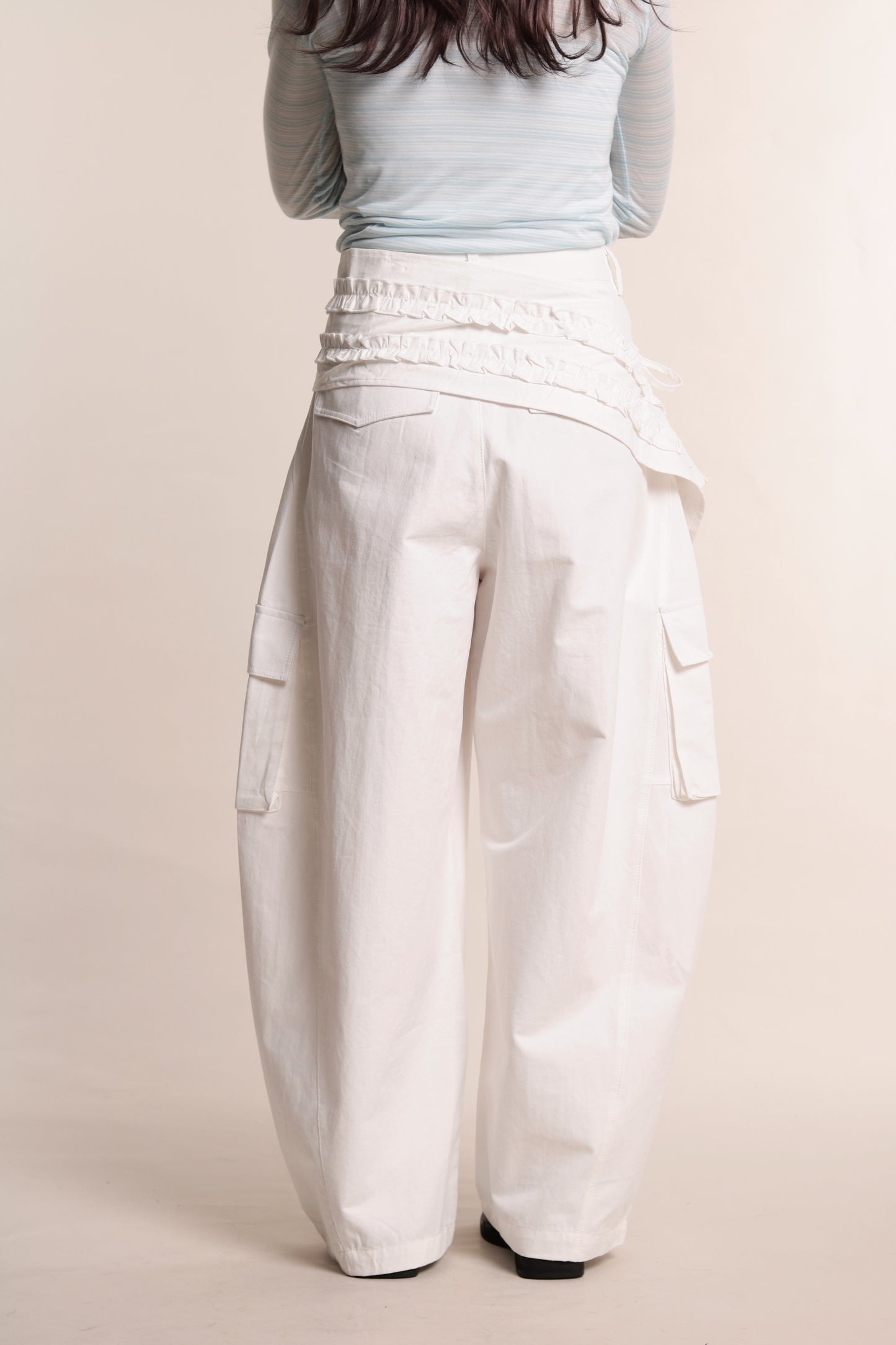 Ruffle Belt Pants (White)