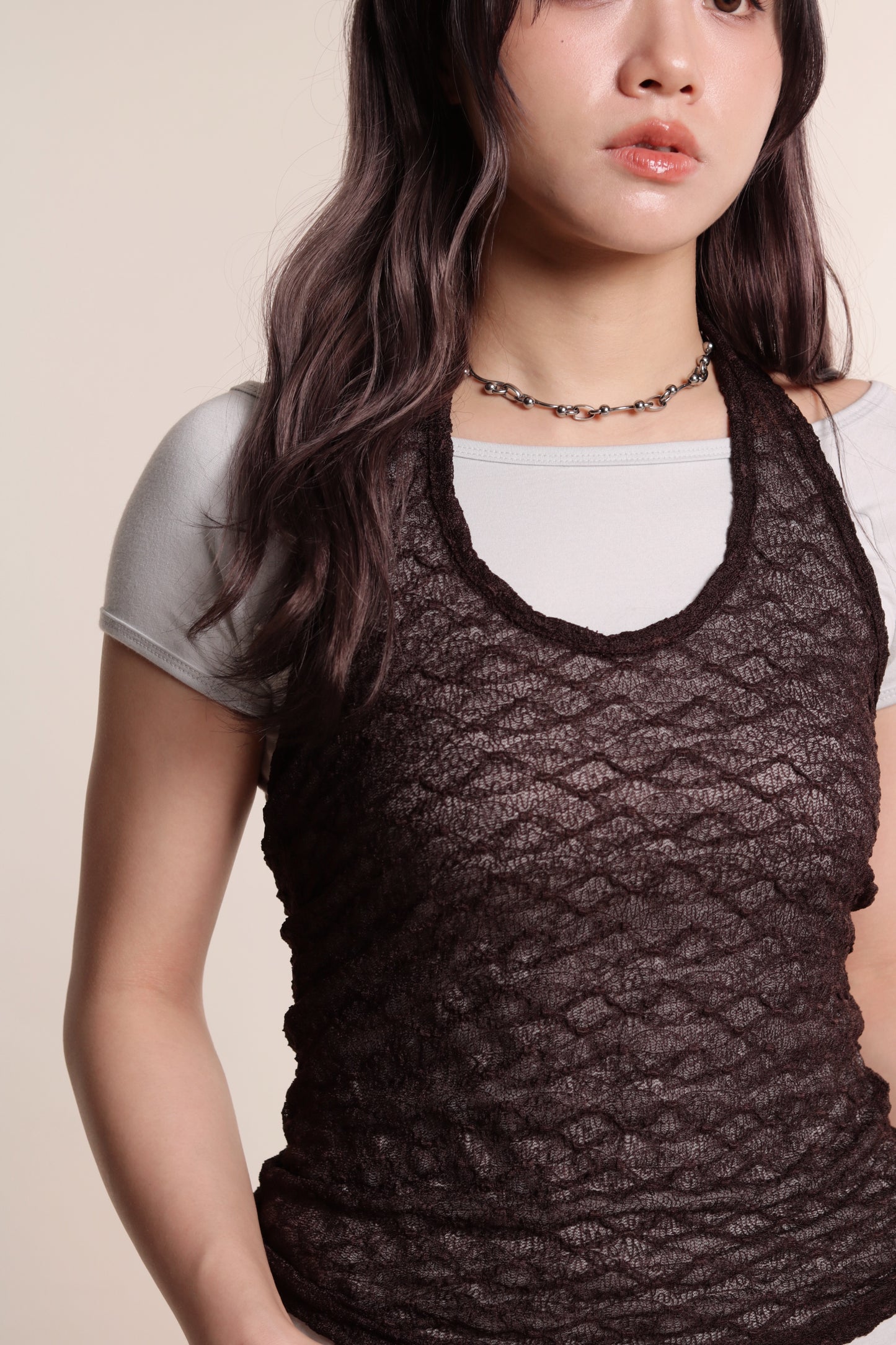 Layered Halter Top Set (Brown)