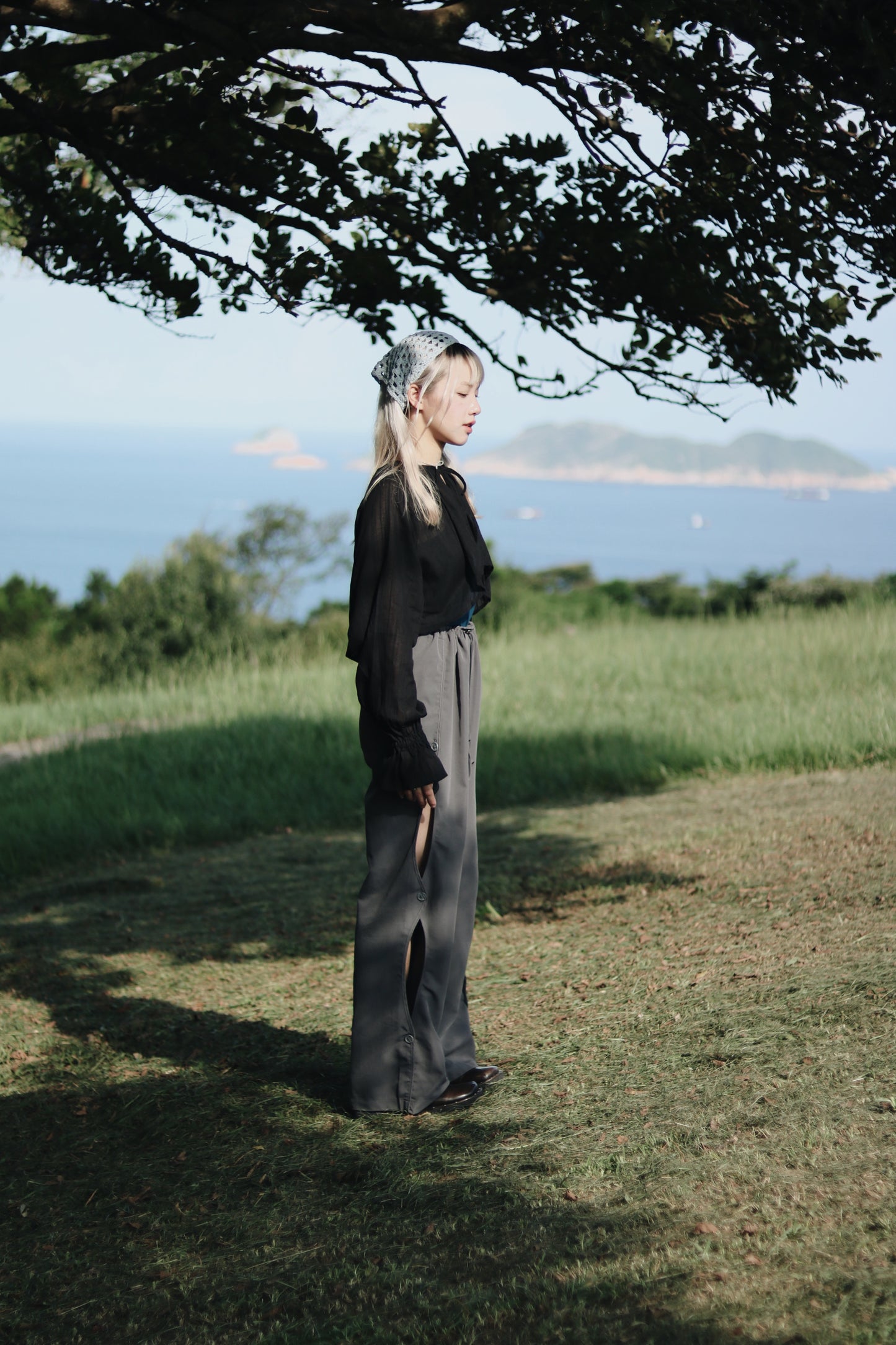 Flora Cropped Shirt (Black)