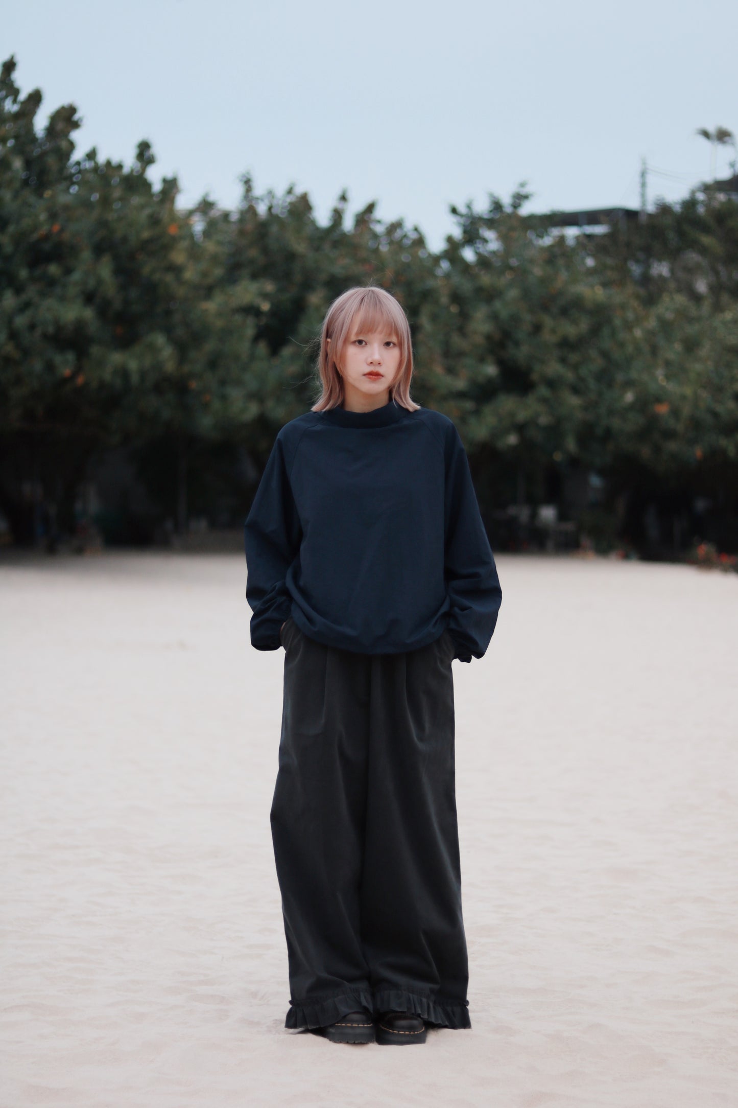 Funnel Neck Top (Navy)