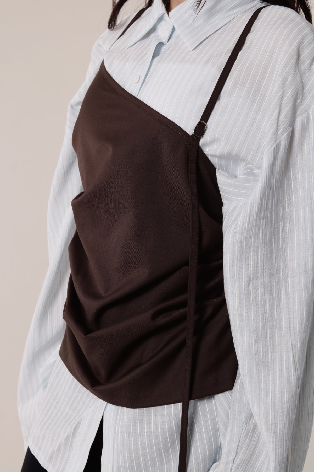 Boyce Gathered Sleeveless Top (Brown)