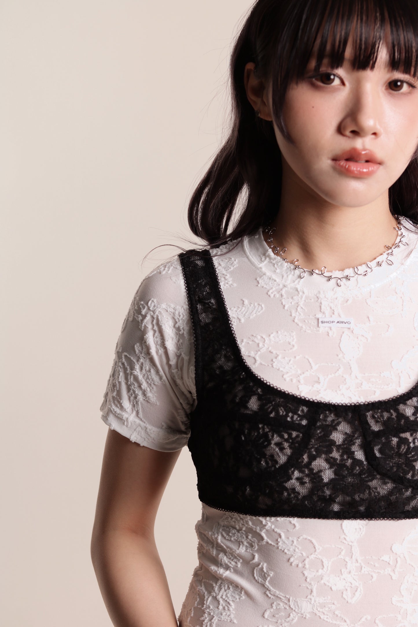 Mesh Flower Top (White)
